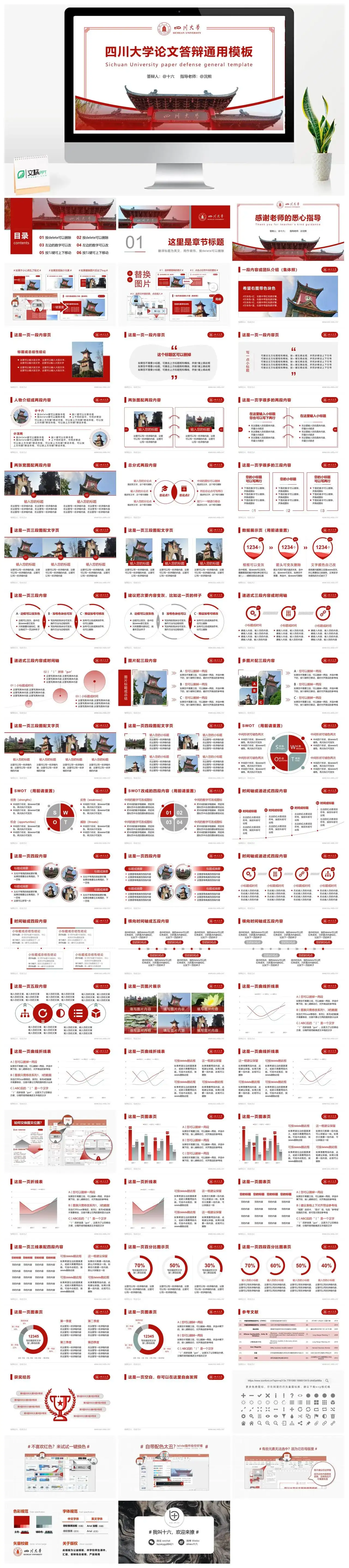 四川大学PPT通用答辩PPT模板