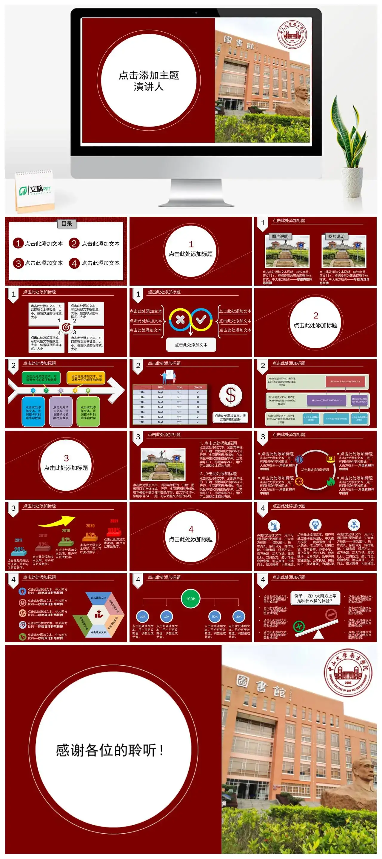 中山大学南方学院通用答辩PPT模板