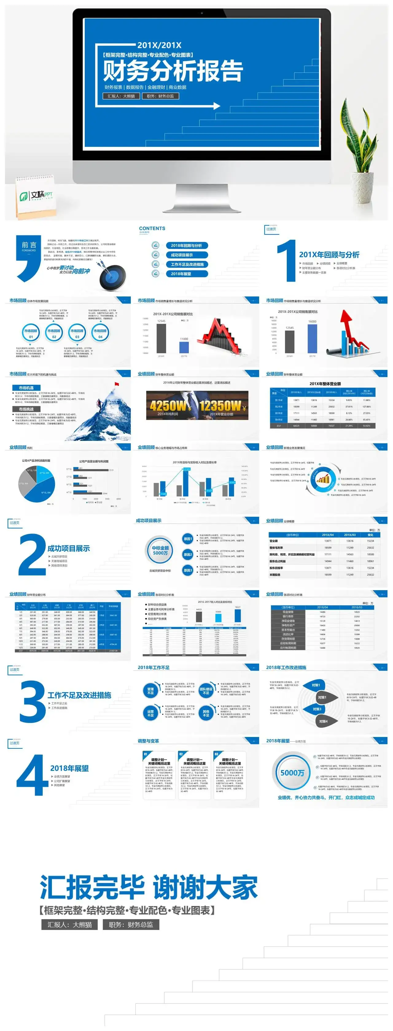 蓝色商务汇报财务分析报告PPT模板 蓝色商务汇报财务分析报告PPT模板