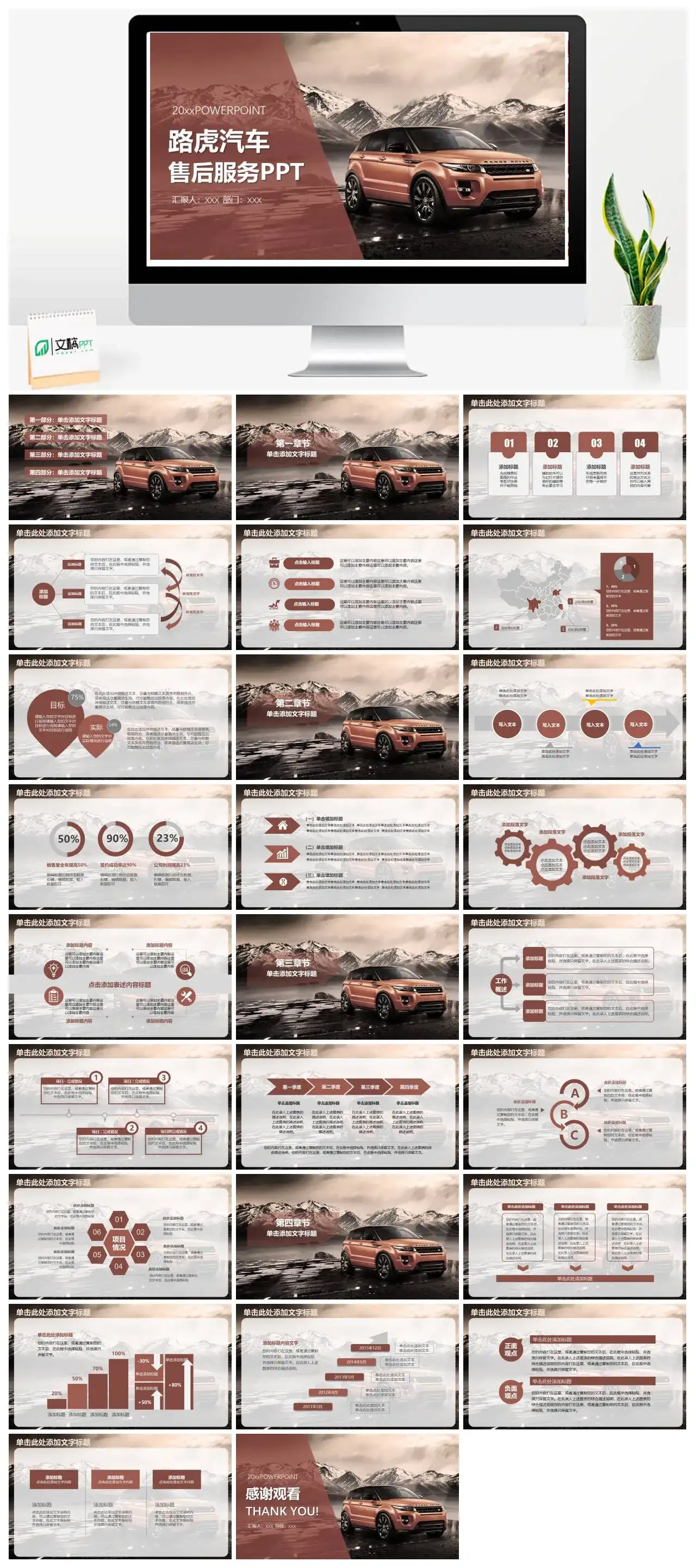 路虎汽车售后PPT模板下载