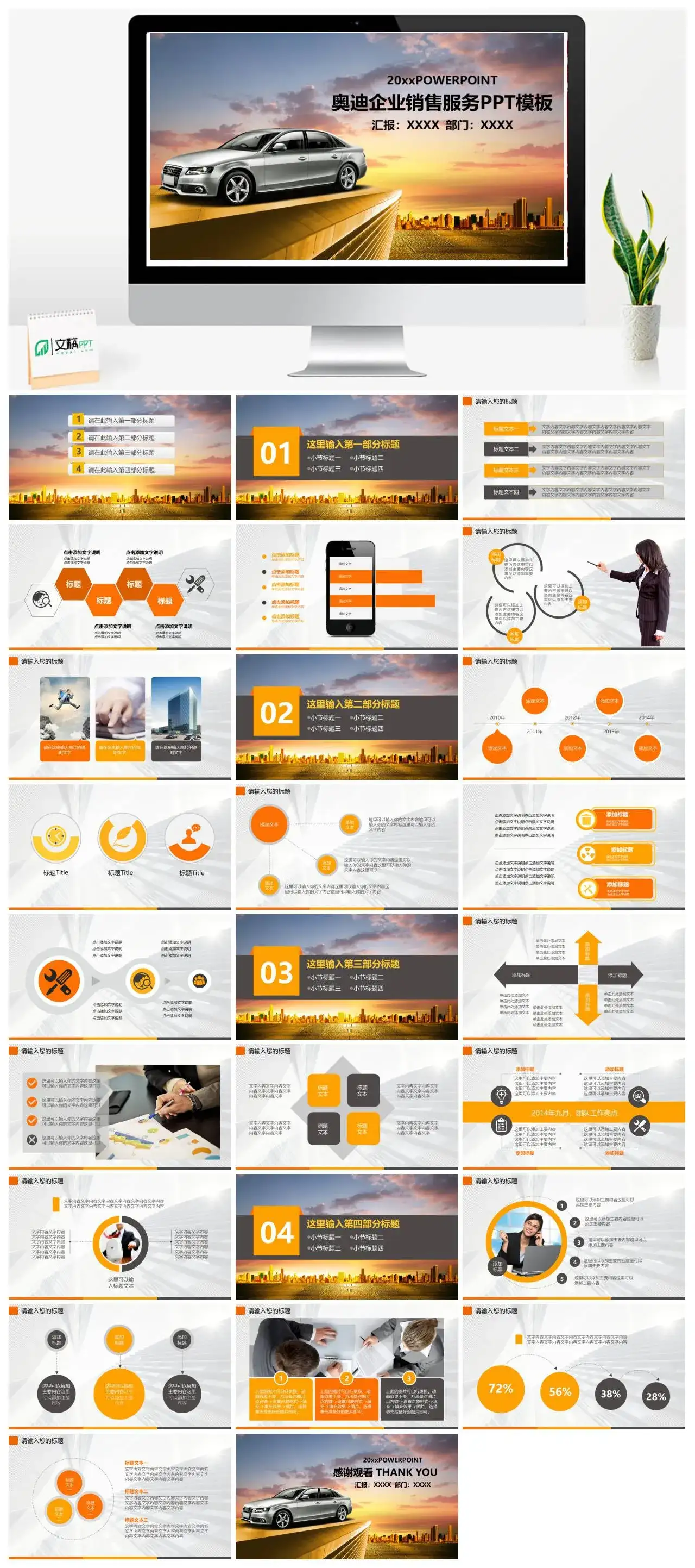 奥迪企业销售服务PPT模板