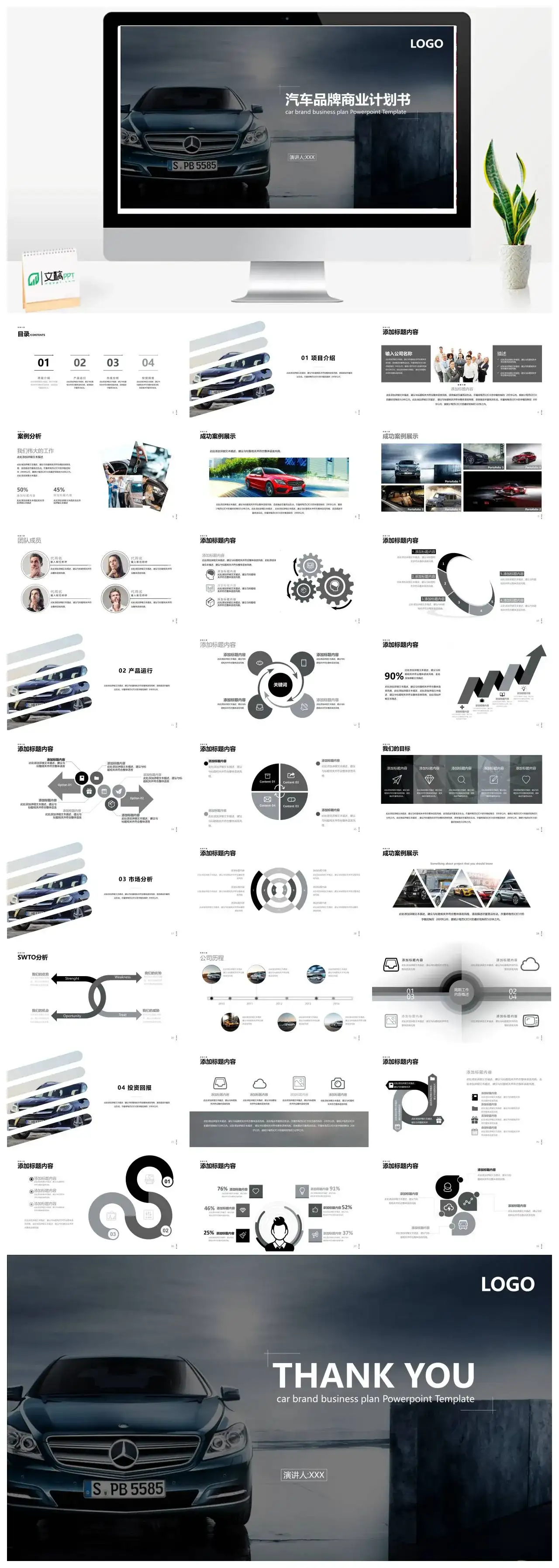 汽车品牌商业计划书PPT模板