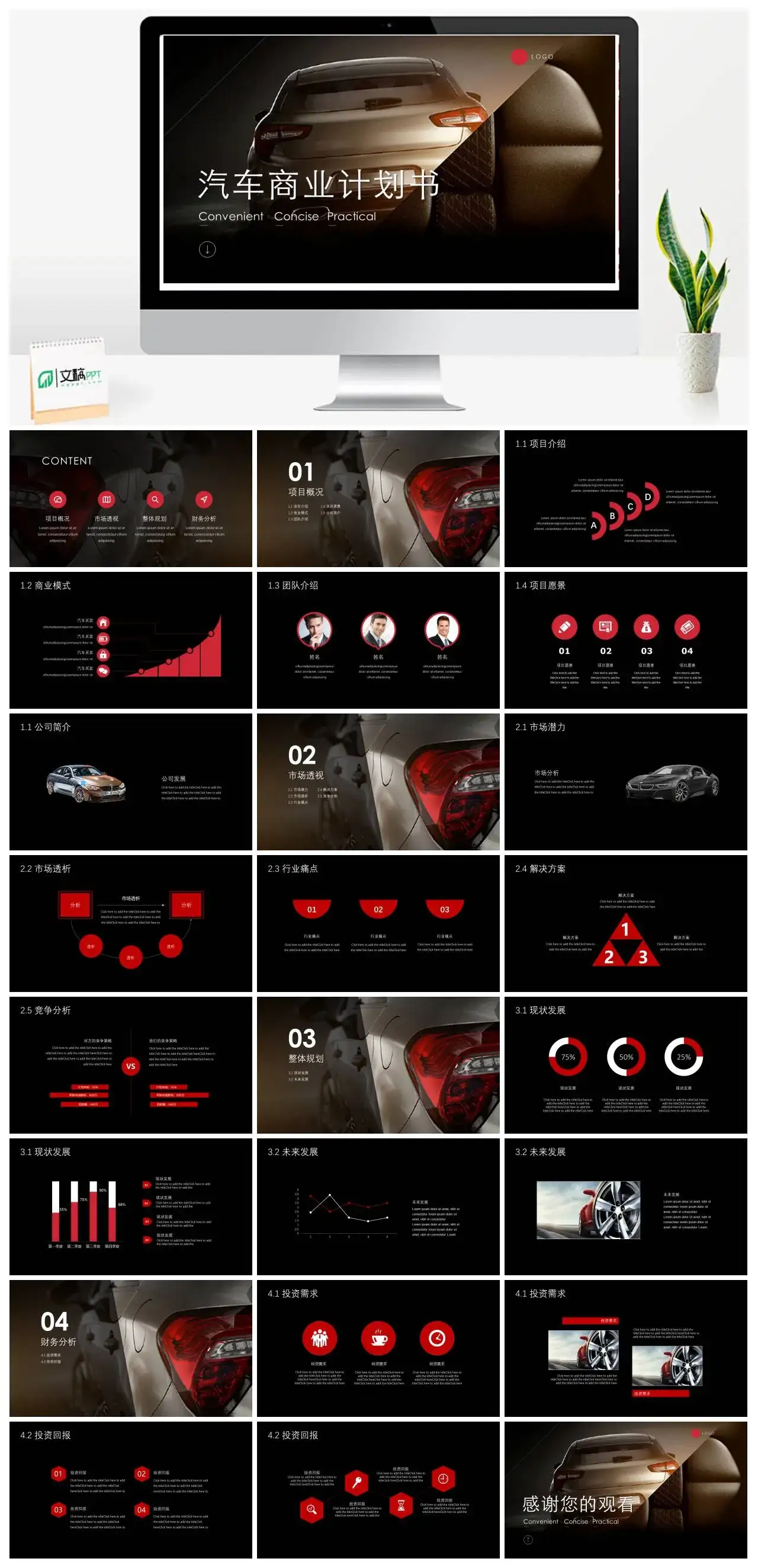 PPT模板汽车商业计划书