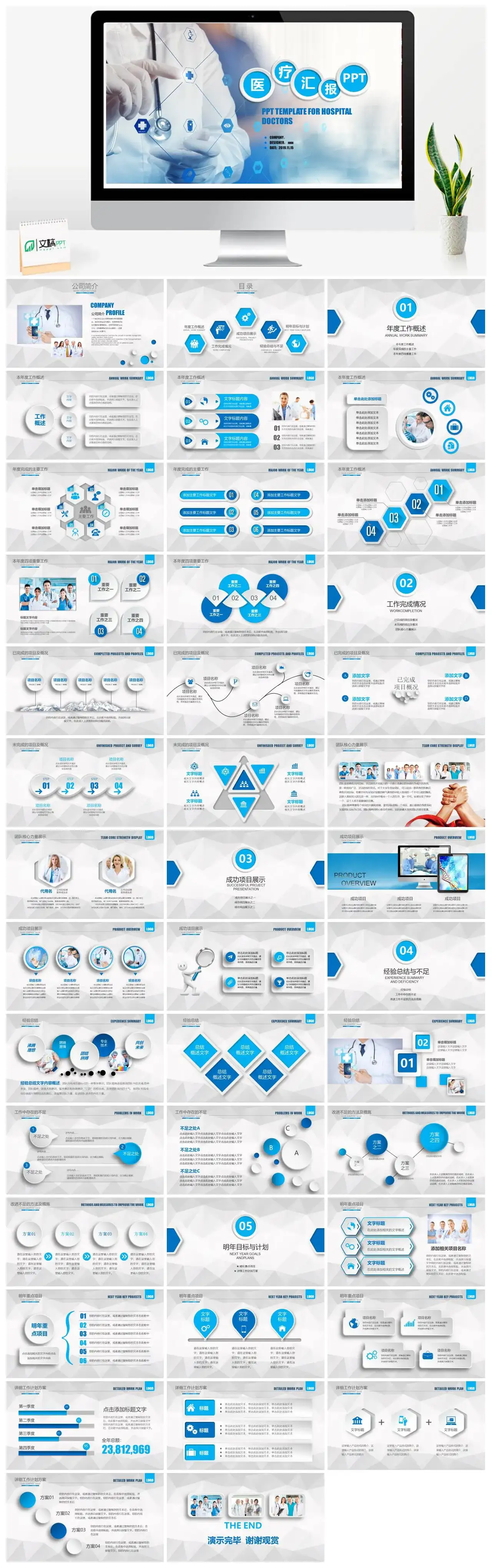 简约大气医学医疗工作总结汇报PPT模板