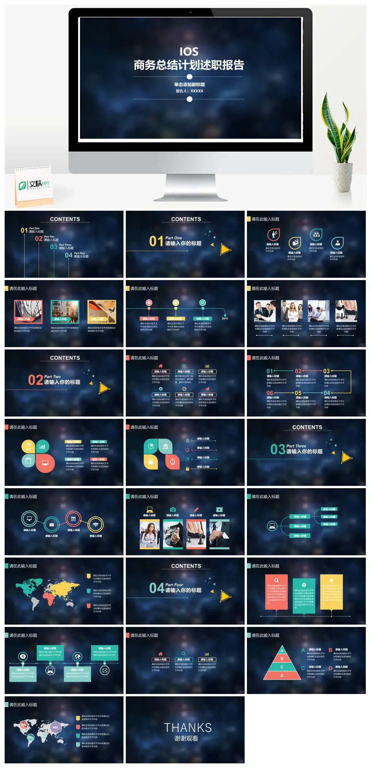 IOS商务总结计划述职报告PPT模板