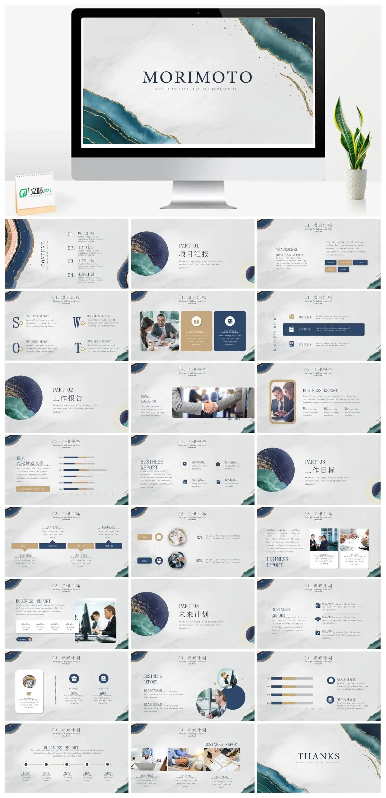 大理石国外项目汇报PPT模板