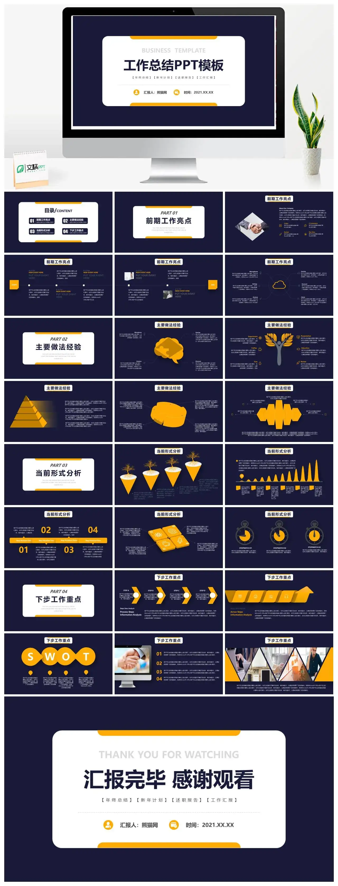黑色年终总结新年计划述职报告工作总结PPT模板