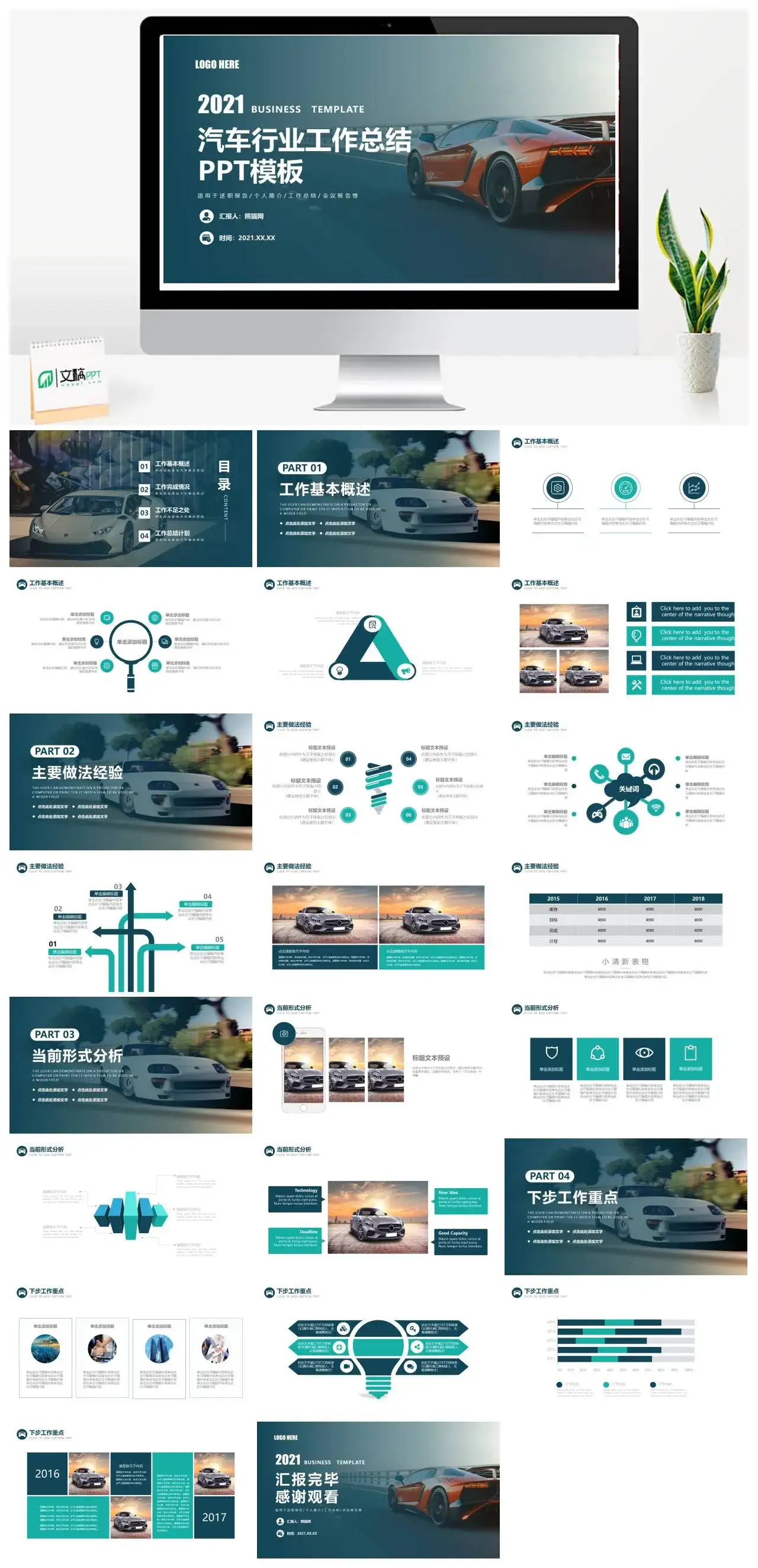 商务风汽车行业工作总结PPT模板