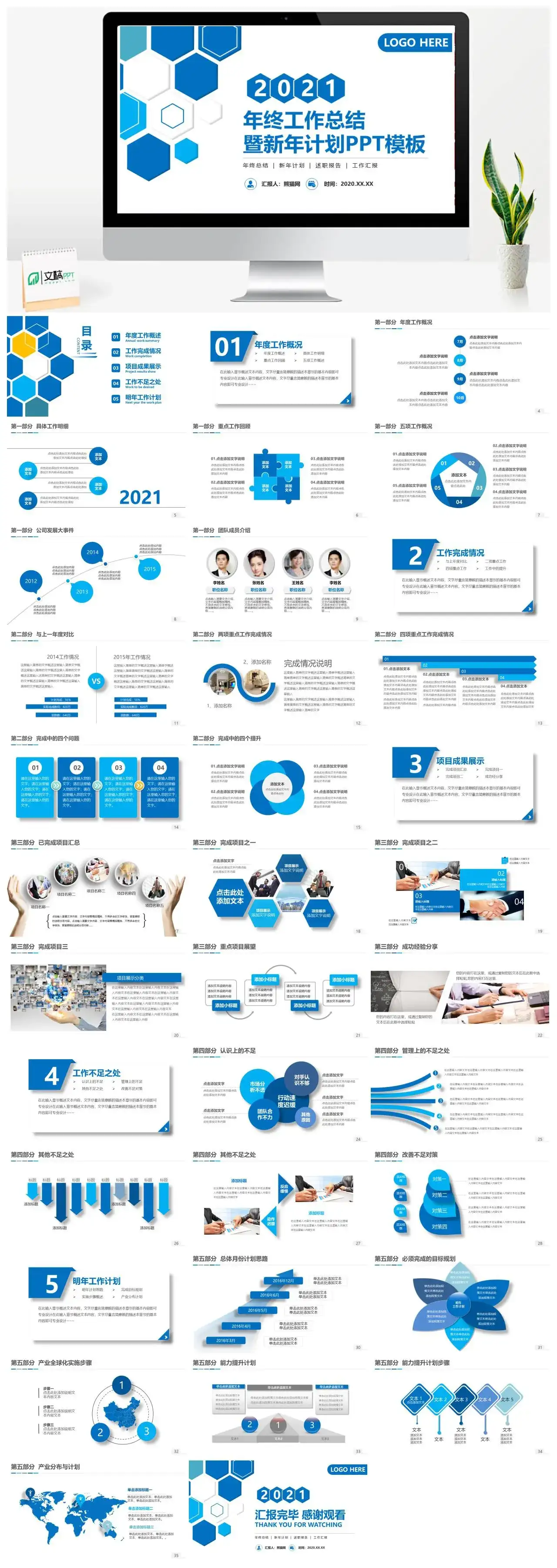 原创商务蓝色年终工作总结暨新年计划年终总结述职PPT模板 原创商务蓝色年终工作总结暨新年计划年终总结述职PPT模板