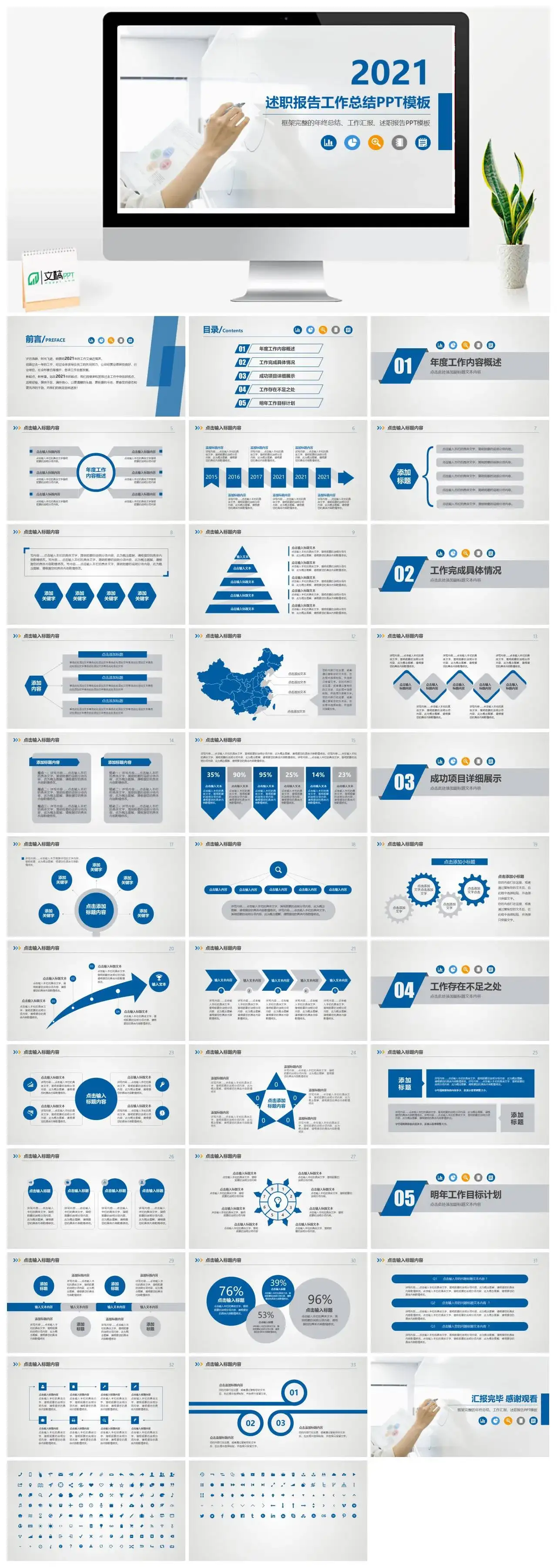 商务述职报告工作总结PPT模板