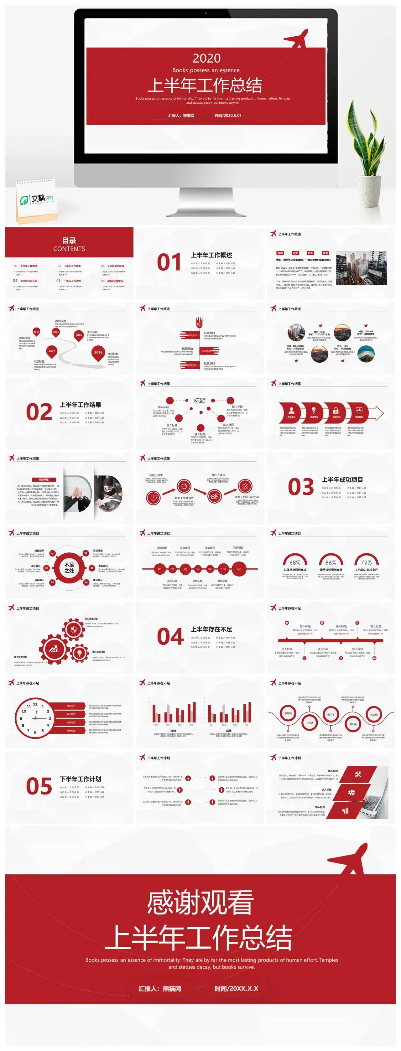 简约上半年工作总结PPT模板