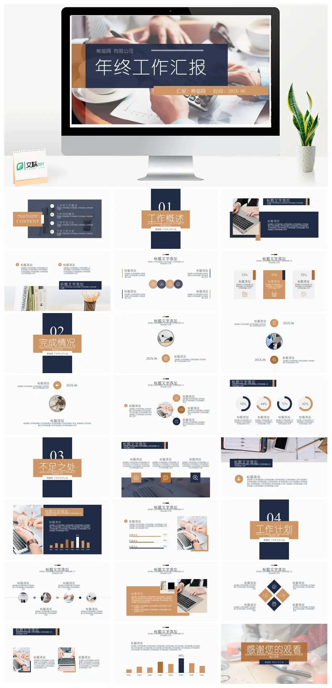 简约年终工作汇报年终总结PPT模版