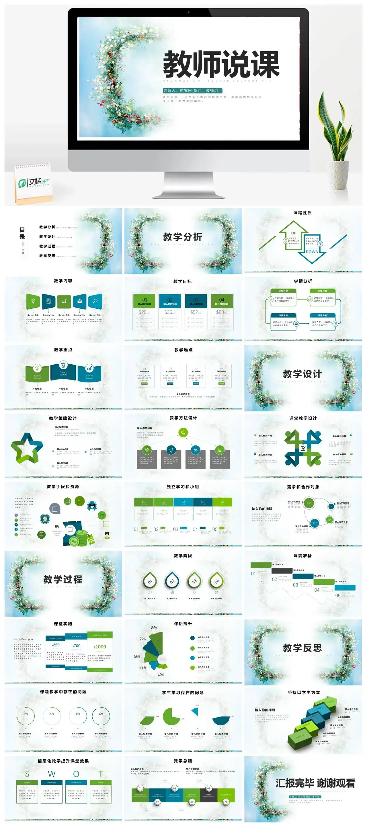 教师说课教学课件PPT模板