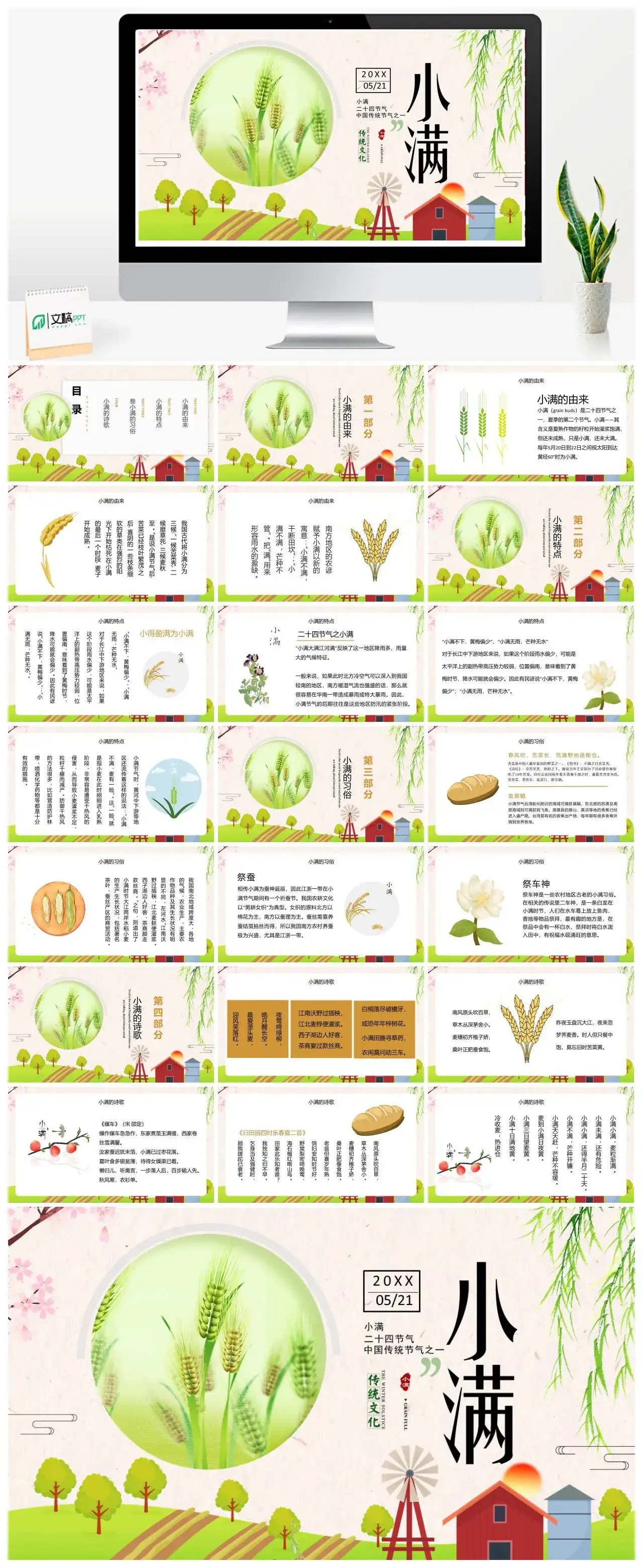 小满二十四节气中国传统二十四节气之一PPT模板