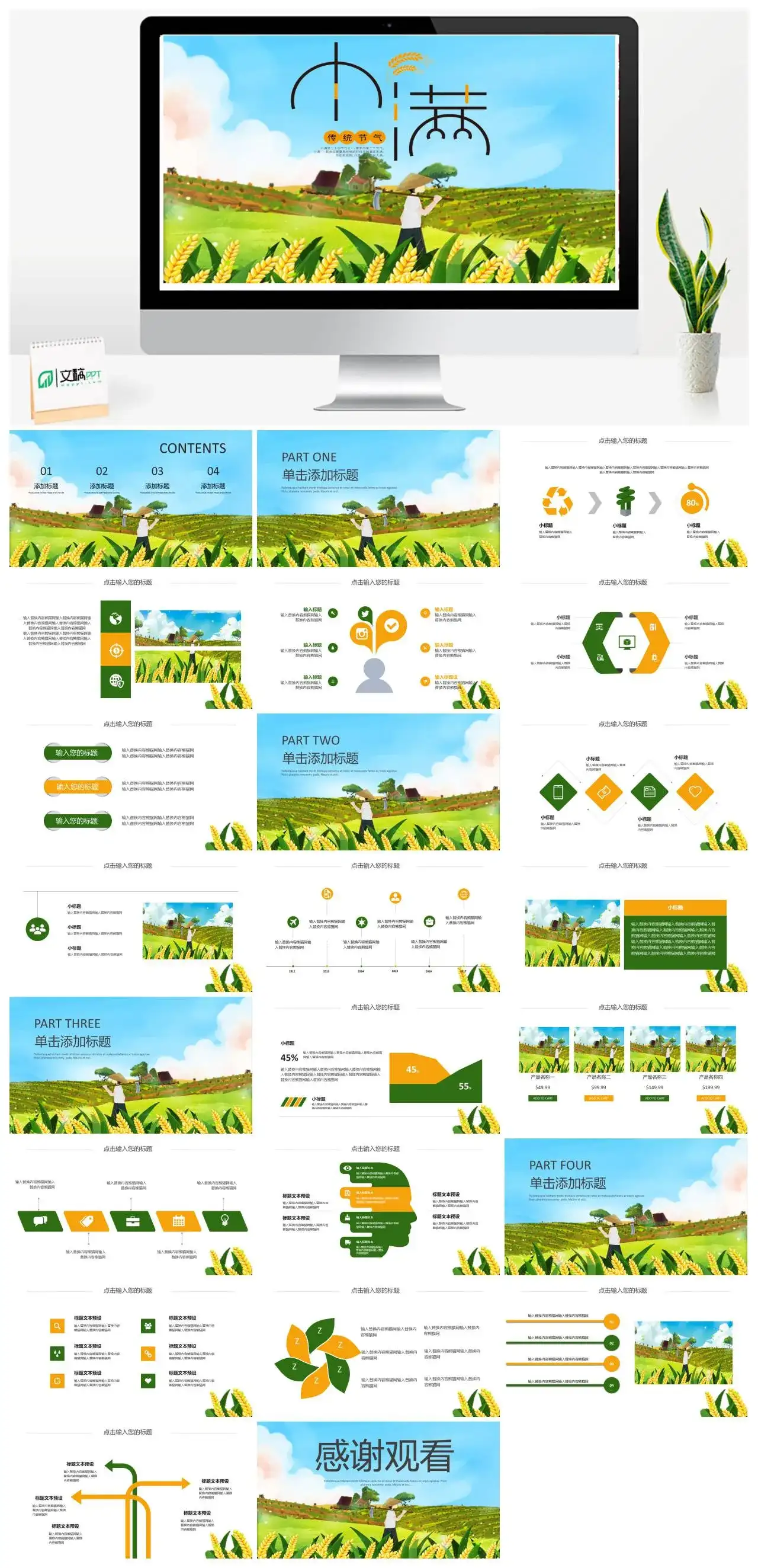 传统节气小满PPT模板