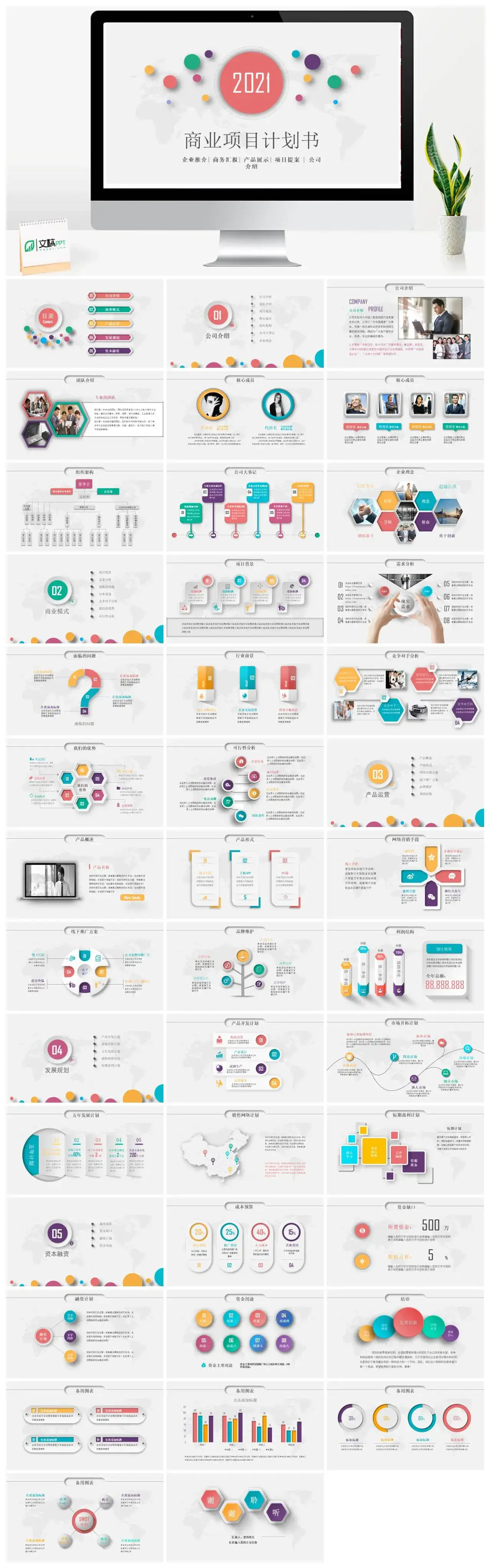 简约企业推介商务汇报产品展示项目提案公司介绍商业项目计划书ppt模板