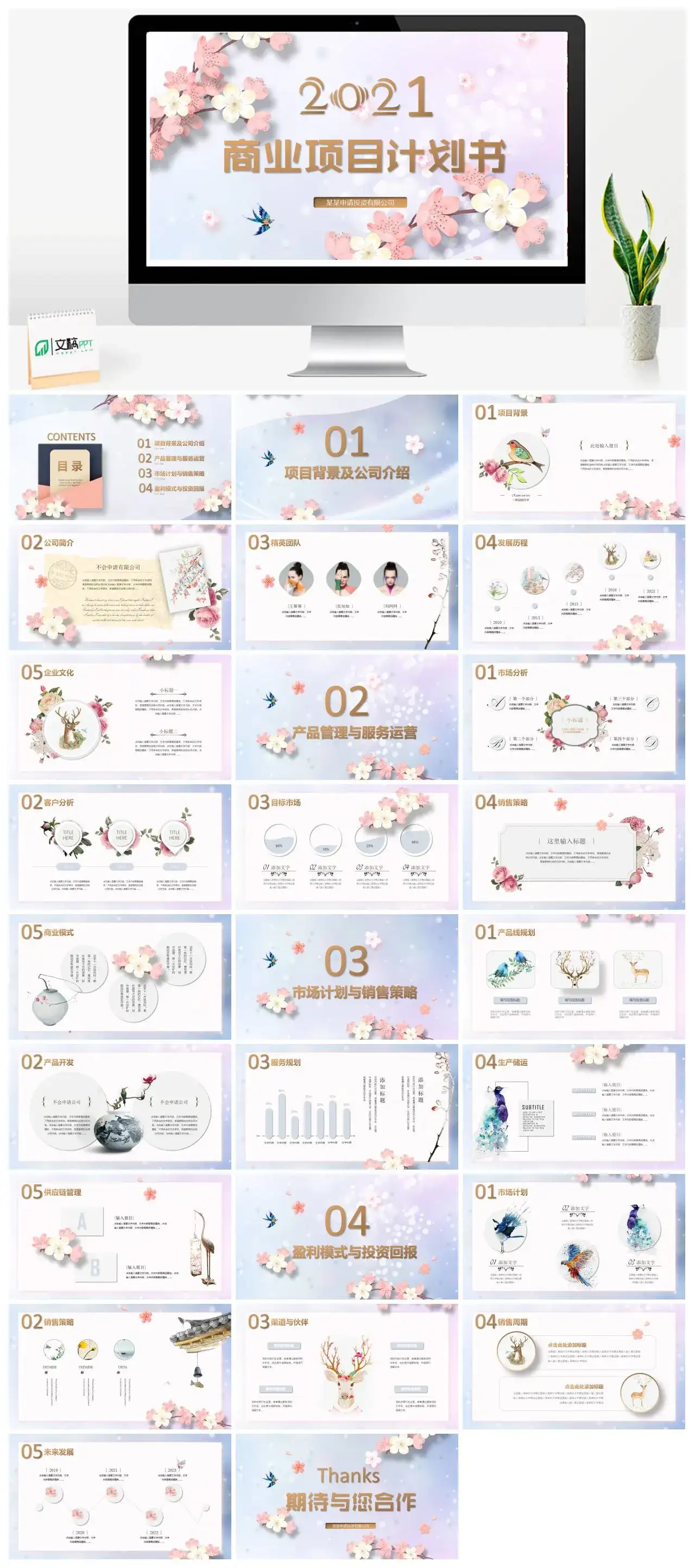 小清新商业项目计划项目介绍通用PPT模板