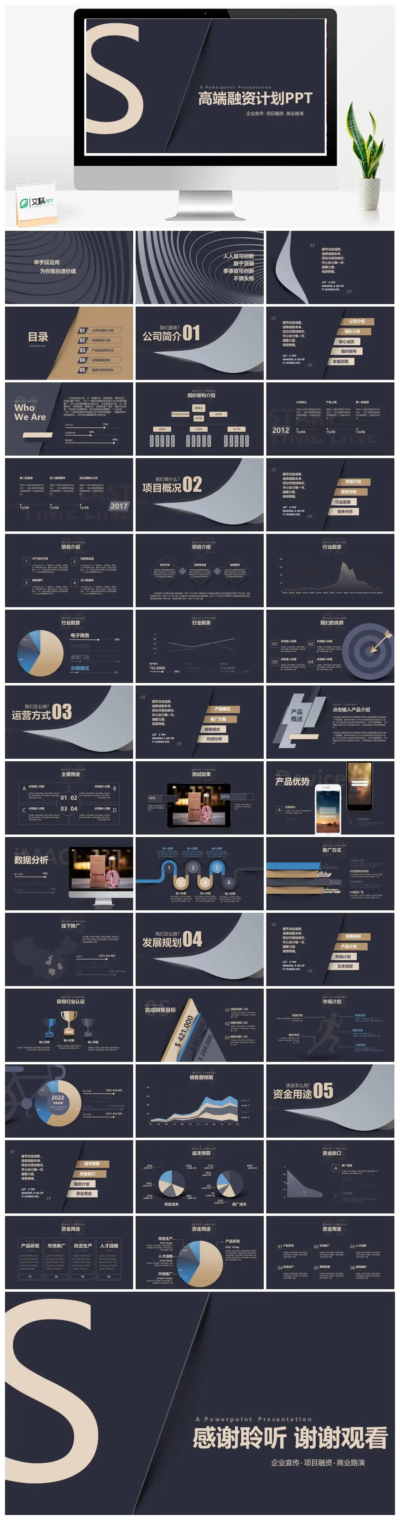 商务风高端融资计划PPT模版