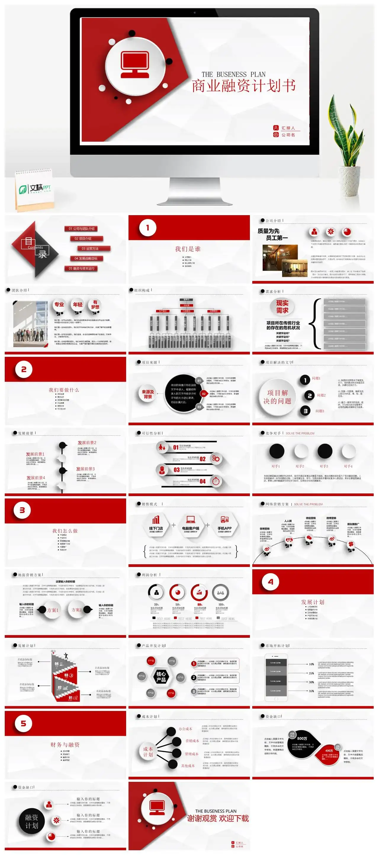 商业融资计划书PPT模板