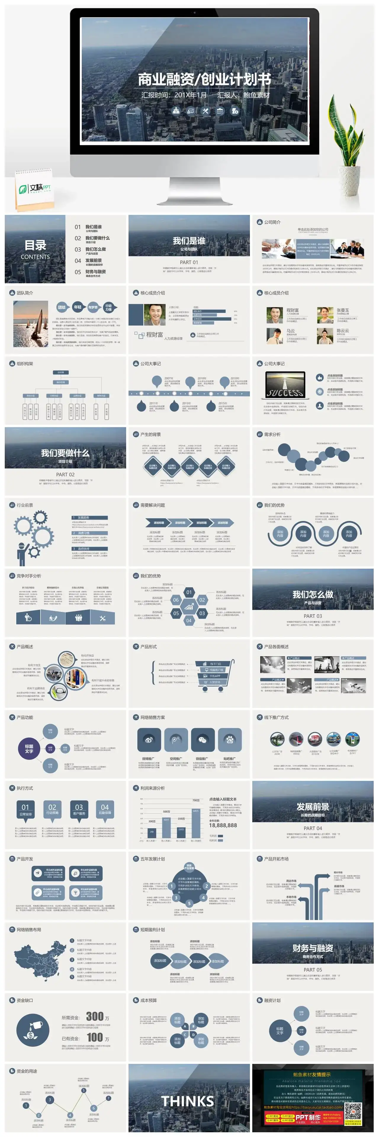 商务企业团队介绍项目介绍发展前景商业融资创业计划书ppt模板