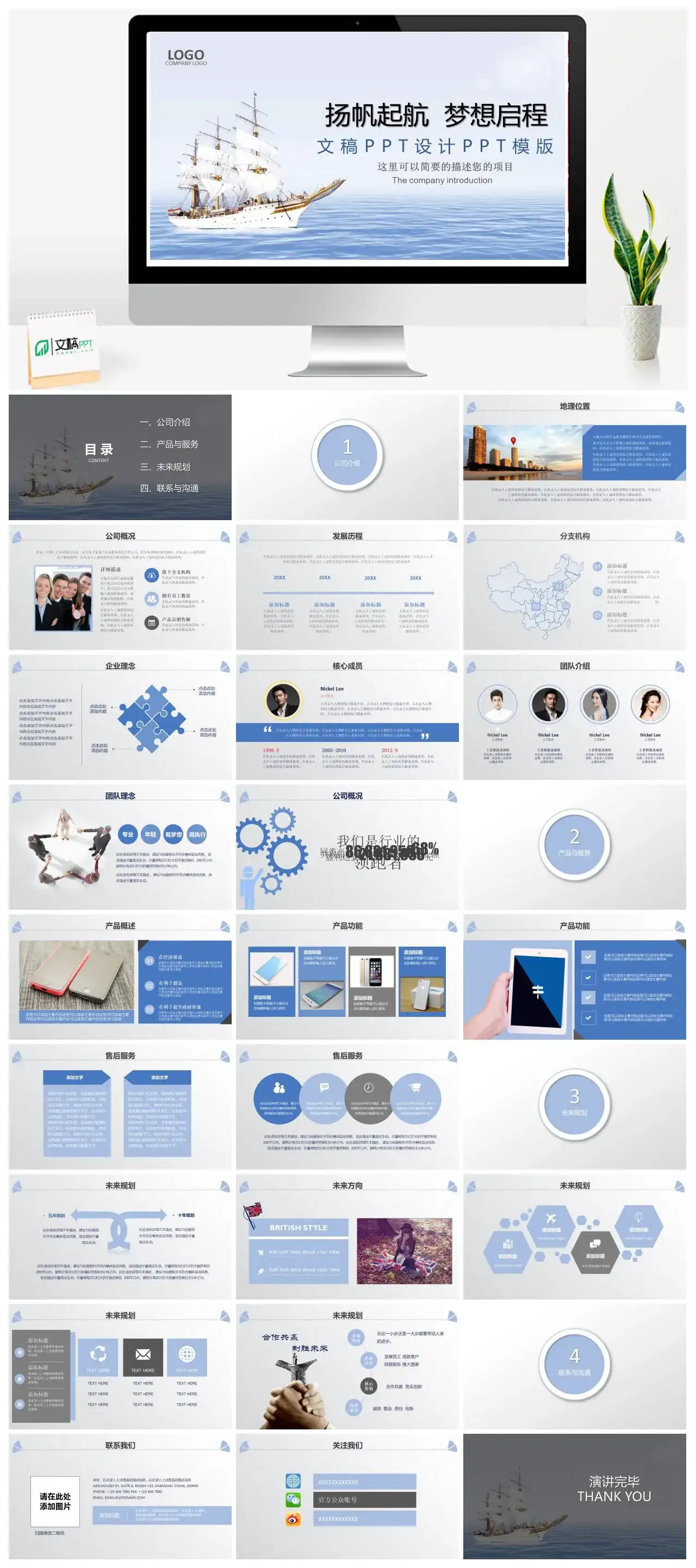 商务扬帆起航梦想启程商业计划书PPT模板