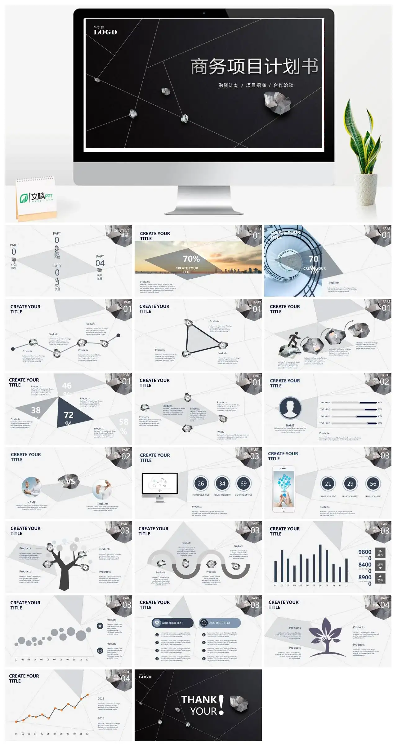 商务项目计划书融资计划项目招商合作洽谈PPT模版