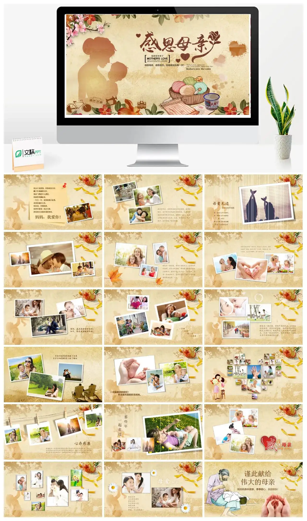 感恩母亲节母亲您辛苦了PPT模板
