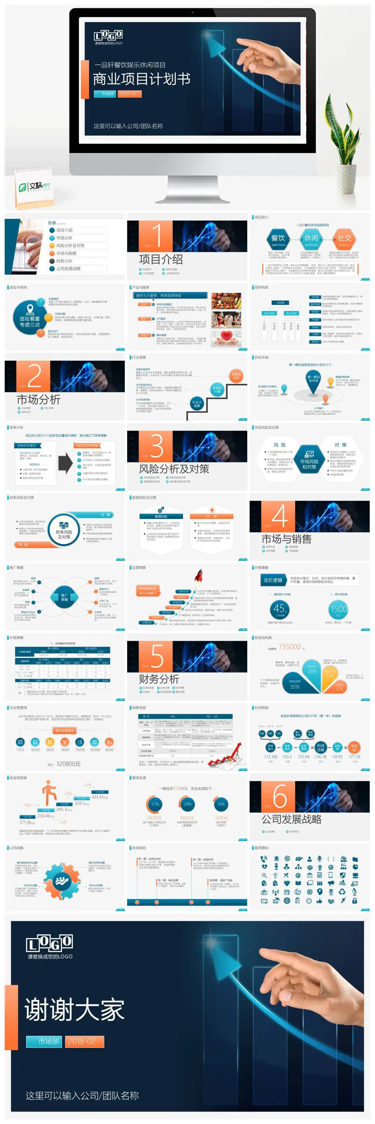 商务一品轩餐饮娱乐休闲项目商业项目计划书PPT模板