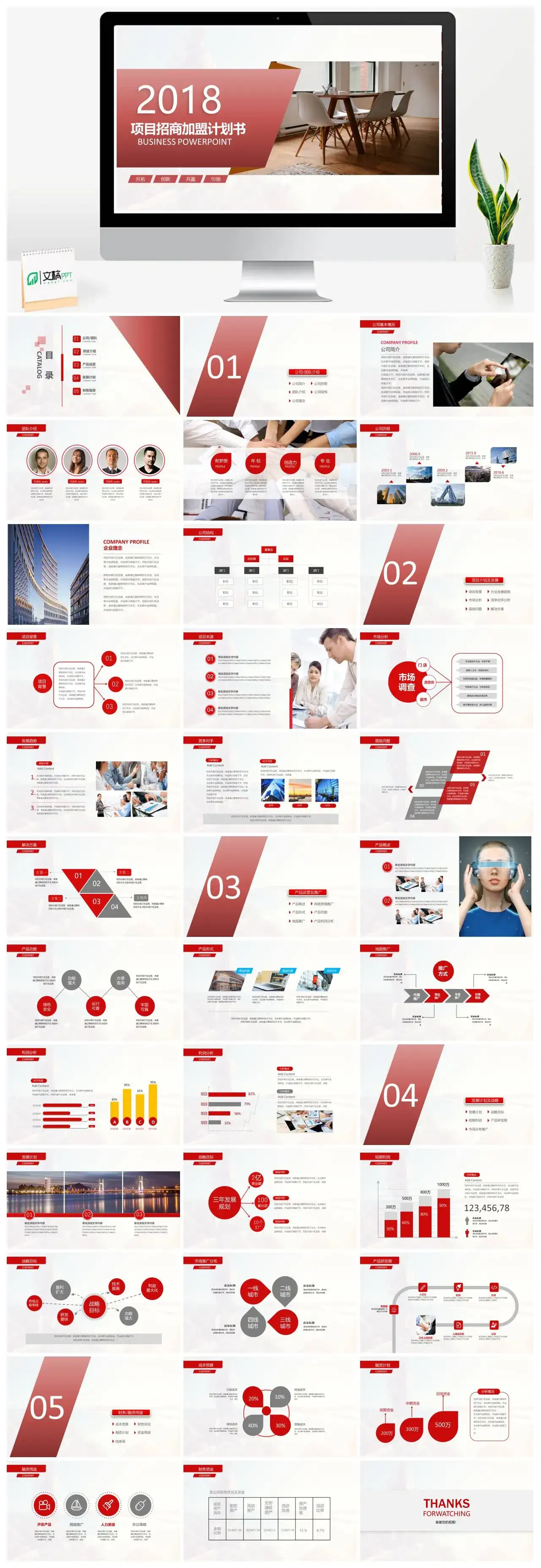 2019红色商务风项目招商加盟计划书PPT模板