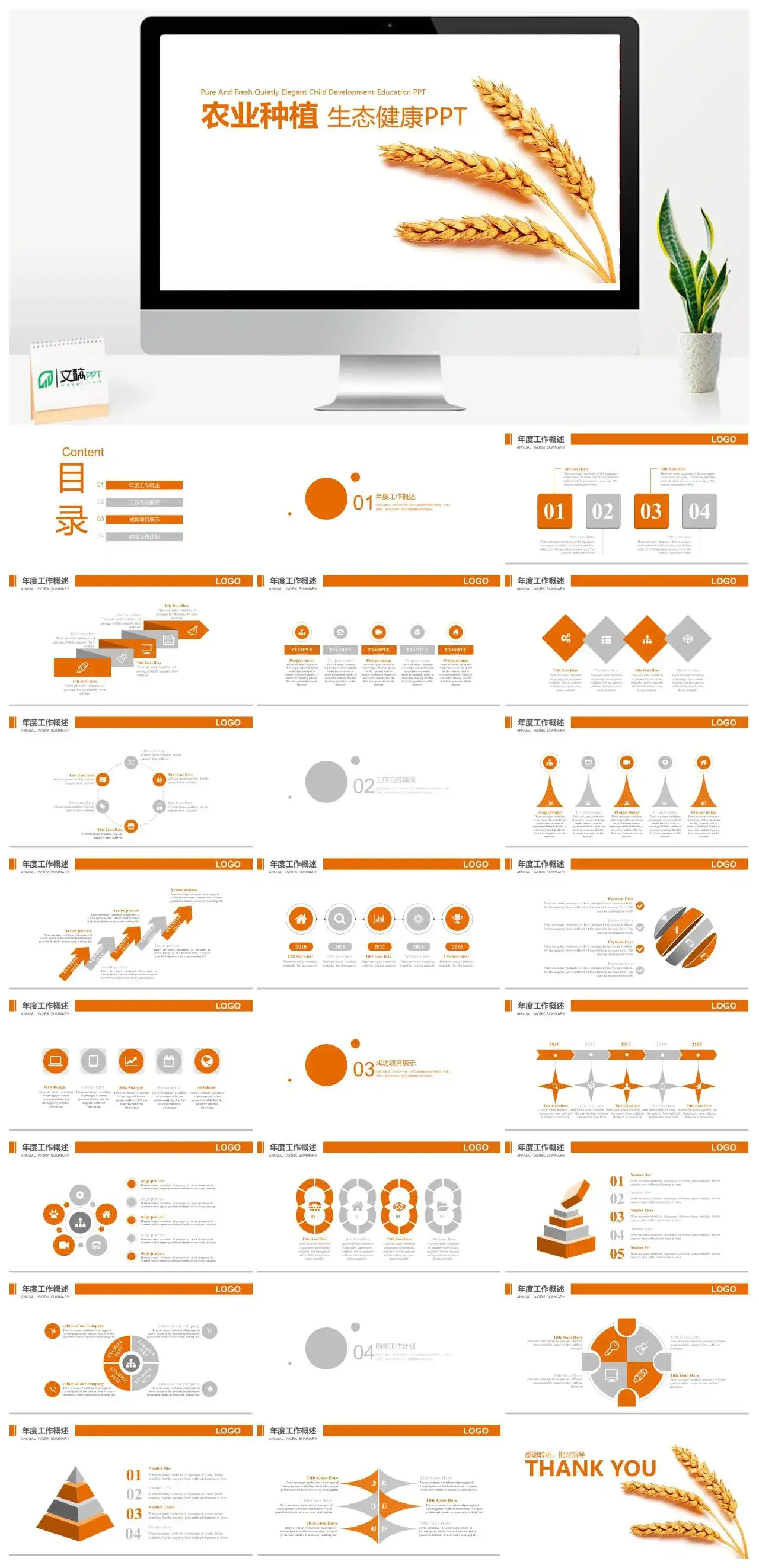 农业种植生态健康农产品工作概述项目展示明年工作计划ppt模板