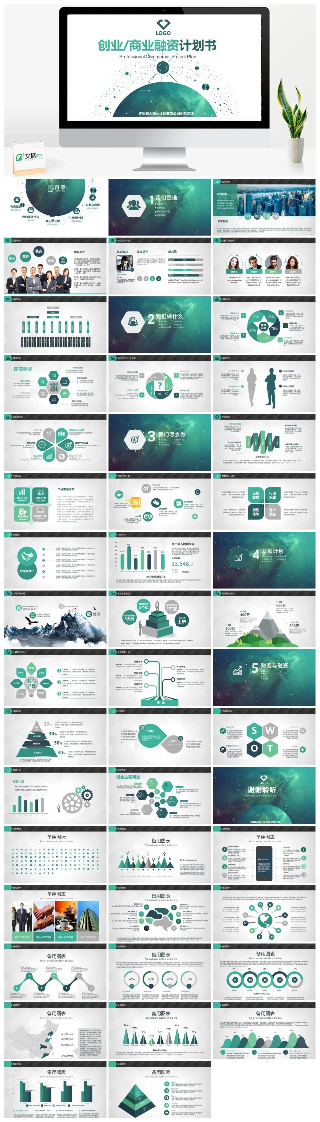 商务项目介绍战略目标创业商业融资计划书ppt模板