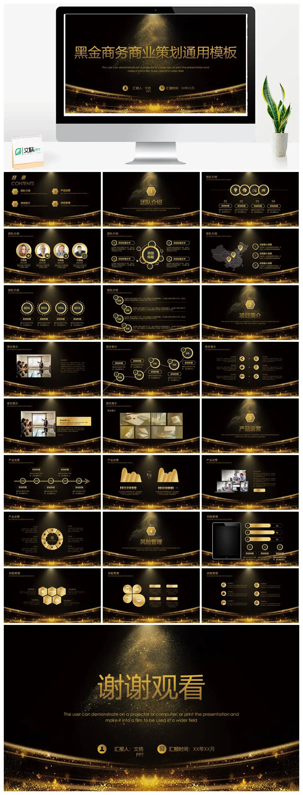 黑金商务商业策划通用PPT模板