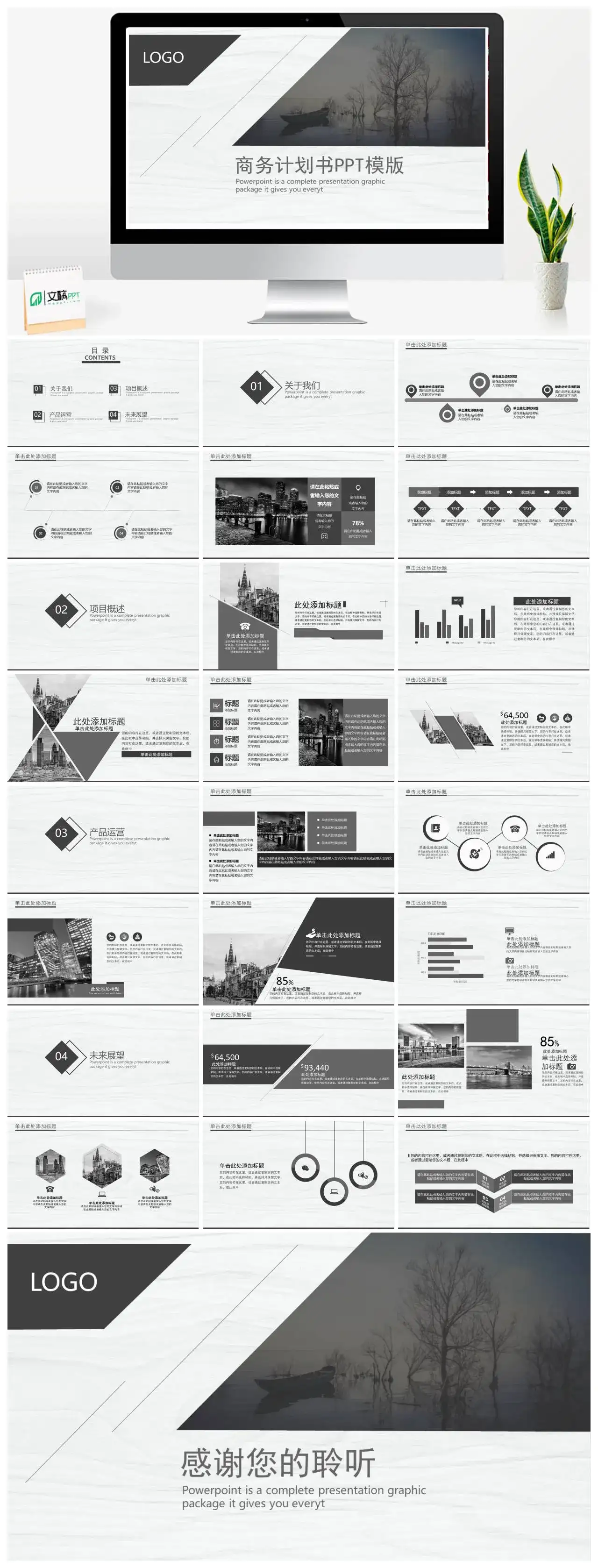 大气商务计划书PPT模版