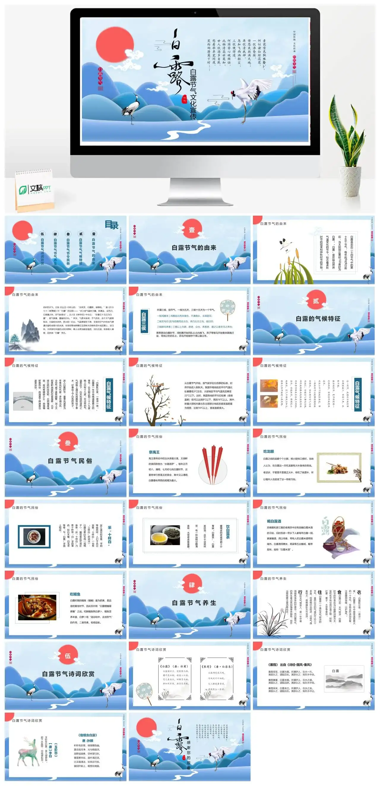 白露节气文化宣传PPT模板