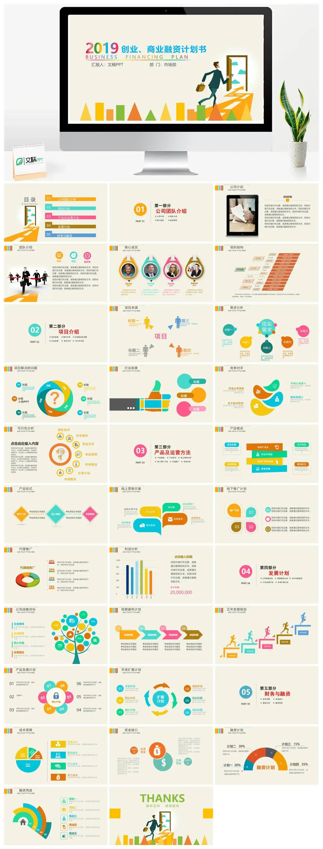 简约创业商业融资计划书PPT模板