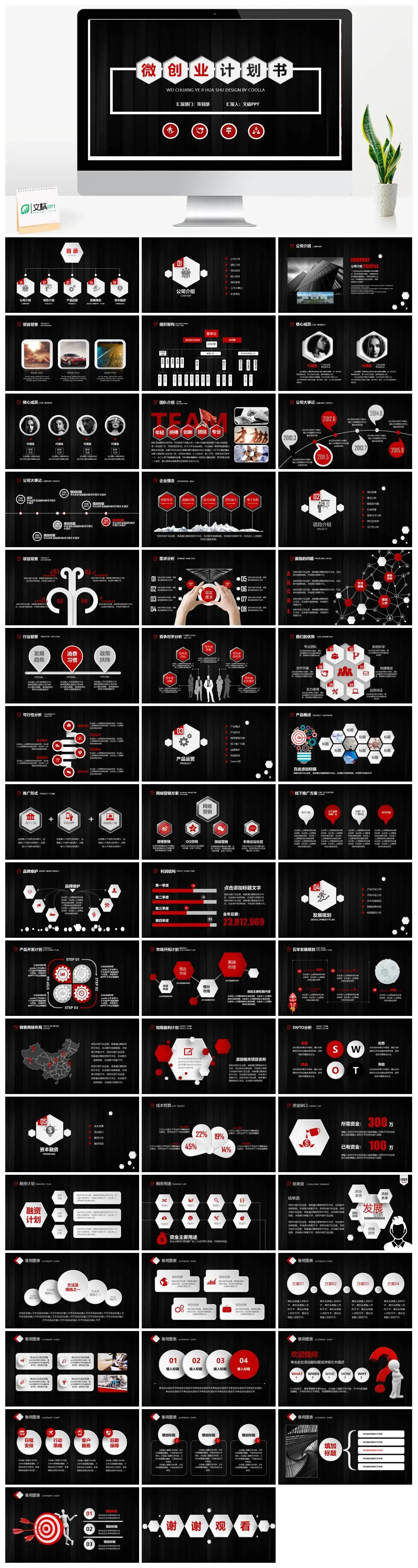 微创业计划书PPT模板