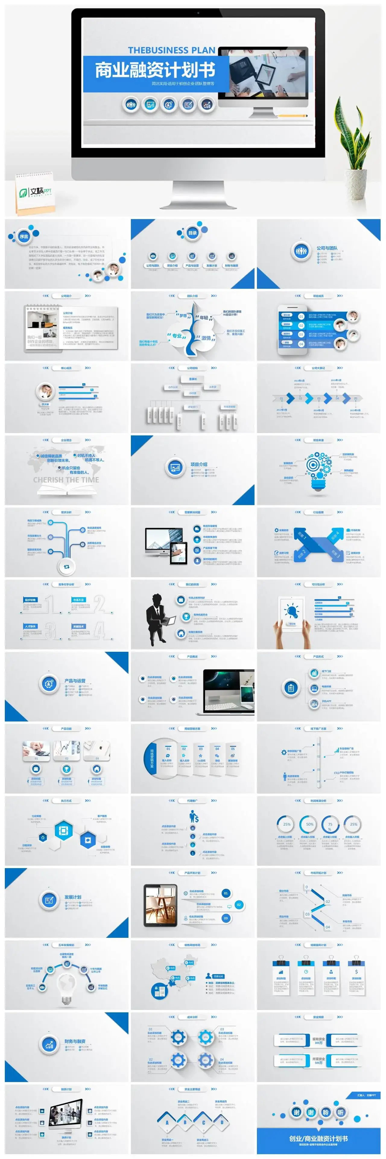 微粒体商业融资计划书PPT模板