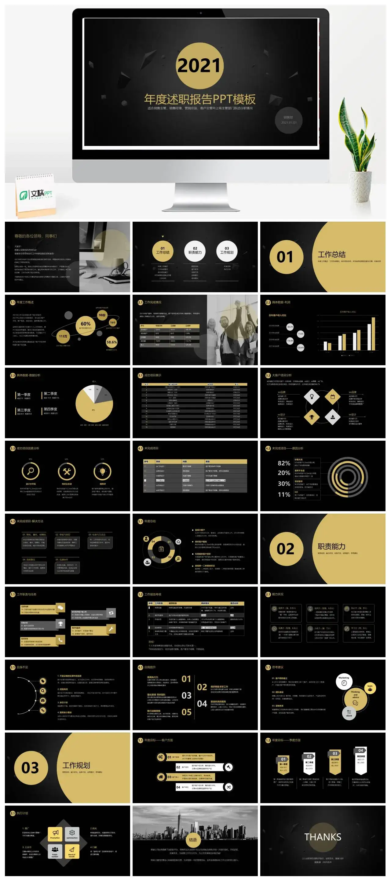 黑色简约年度述职报告工作计划销售主管销售经理营销总监PPT模板 黑色简约年度述职报告工作计划销售主管销售经理营销总监PPT模板