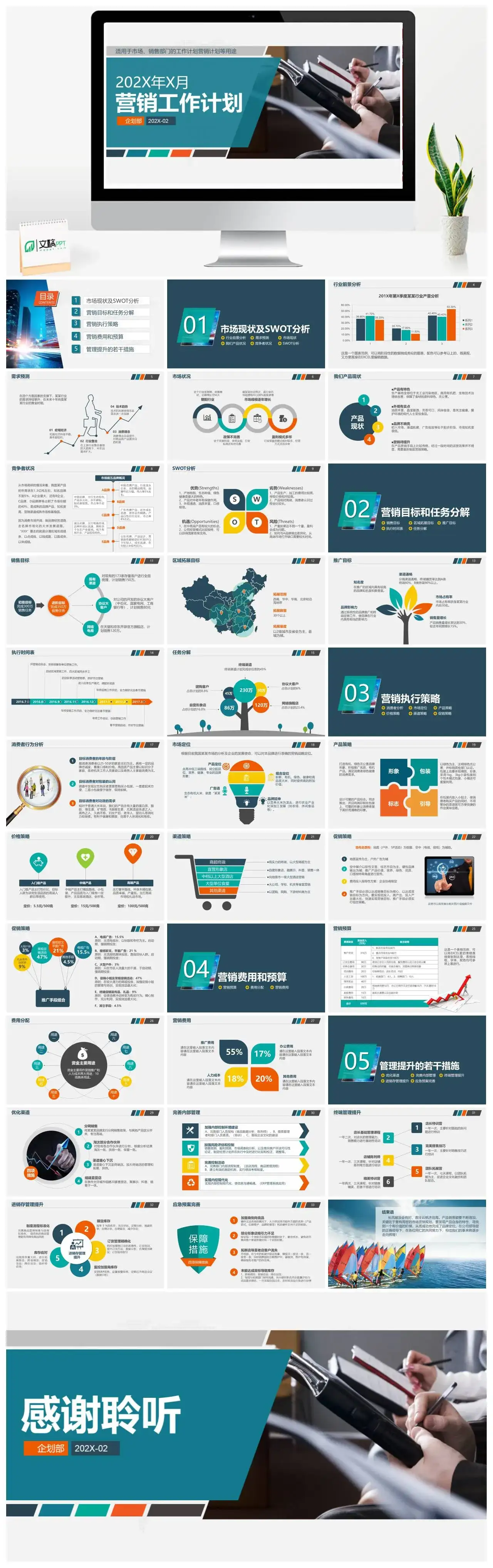 营销工作计划市场销售部门的工作计划营销计划等用途PPT模板