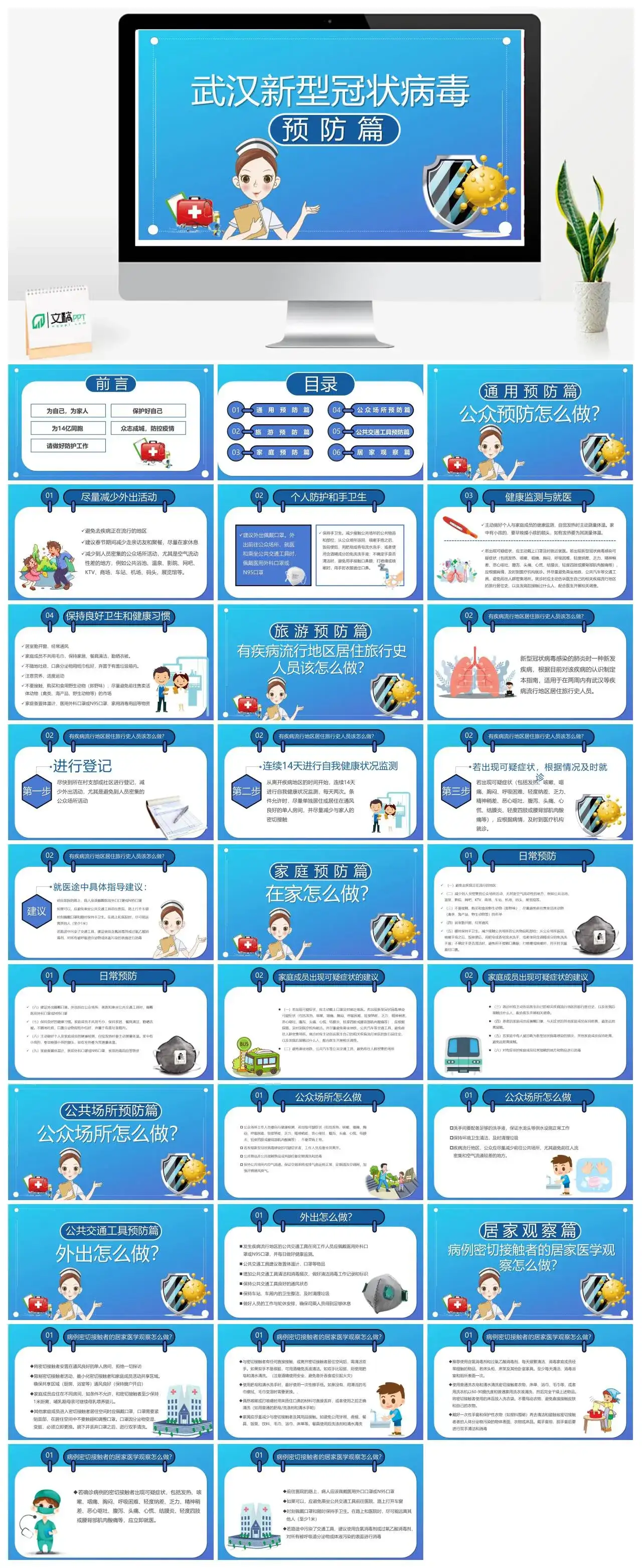 新型冠状病毒预防PPT模板