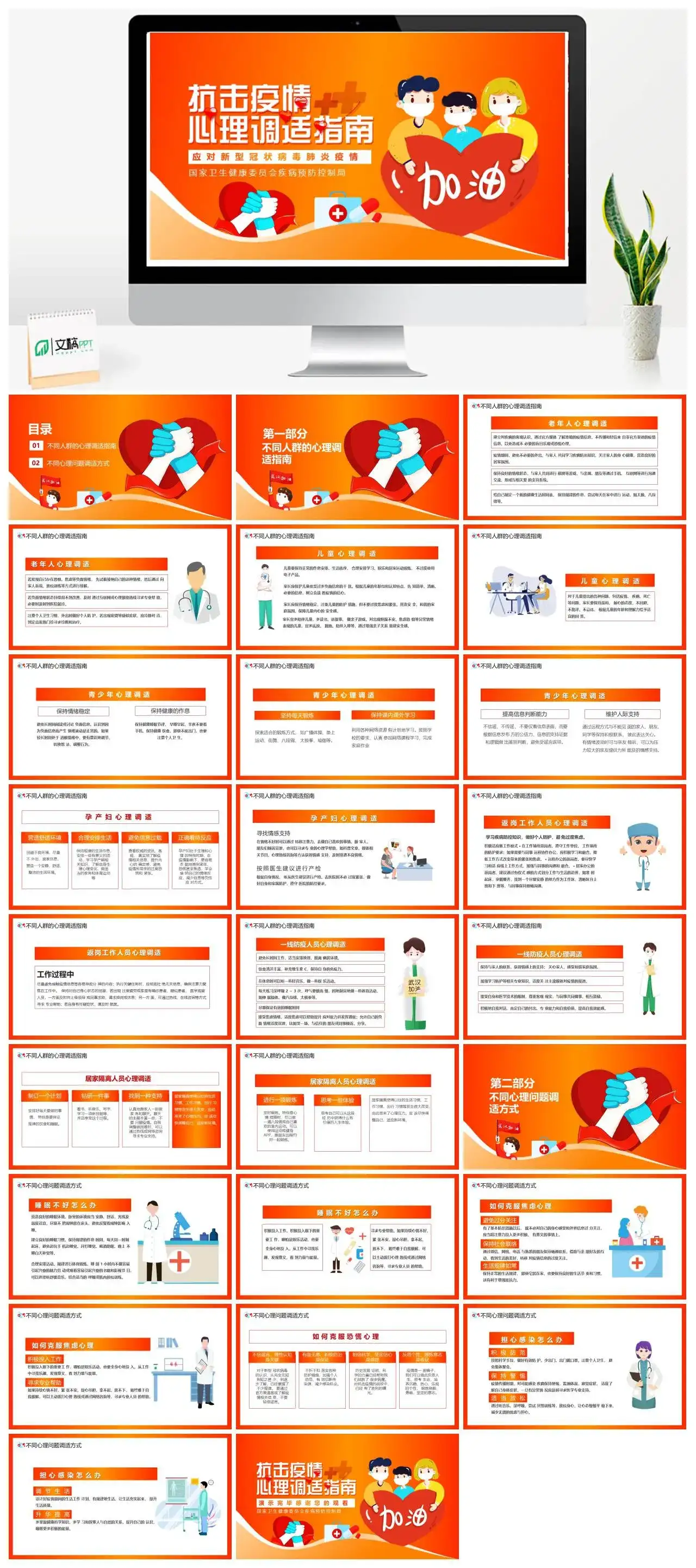 应对新型冠状病毒疫情抗击疫情心灵调适指南PPT模板