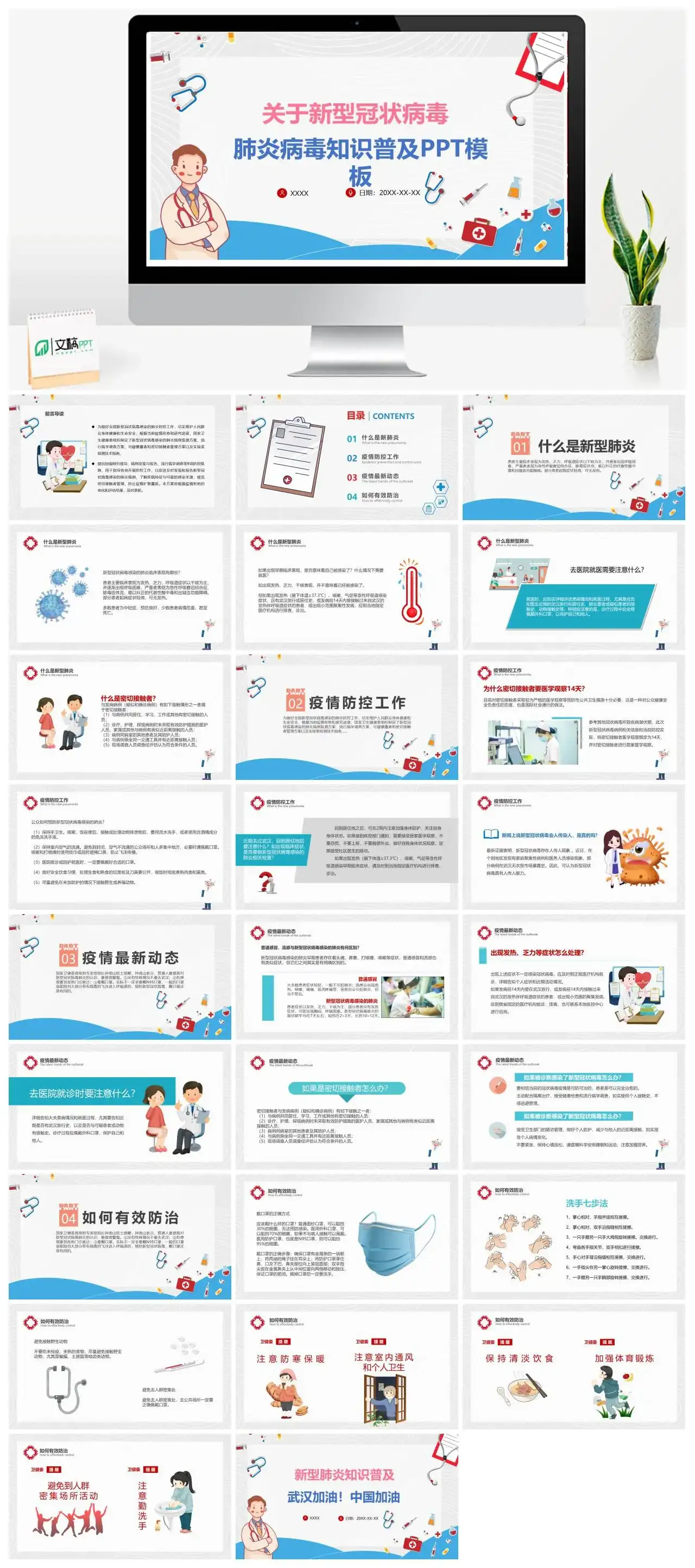 关于新型冠状病毒病毒知识普及PPT模板