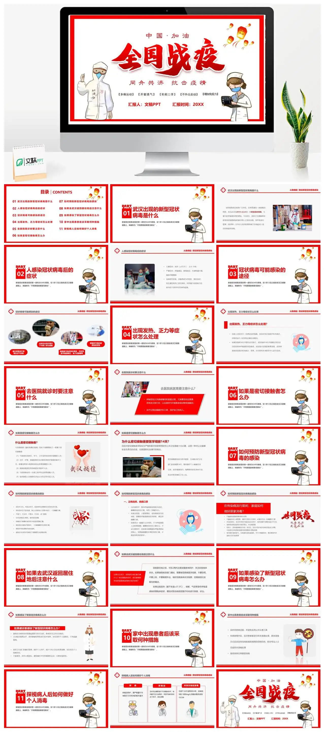 全国战疫新型冠状病毒PPT模板