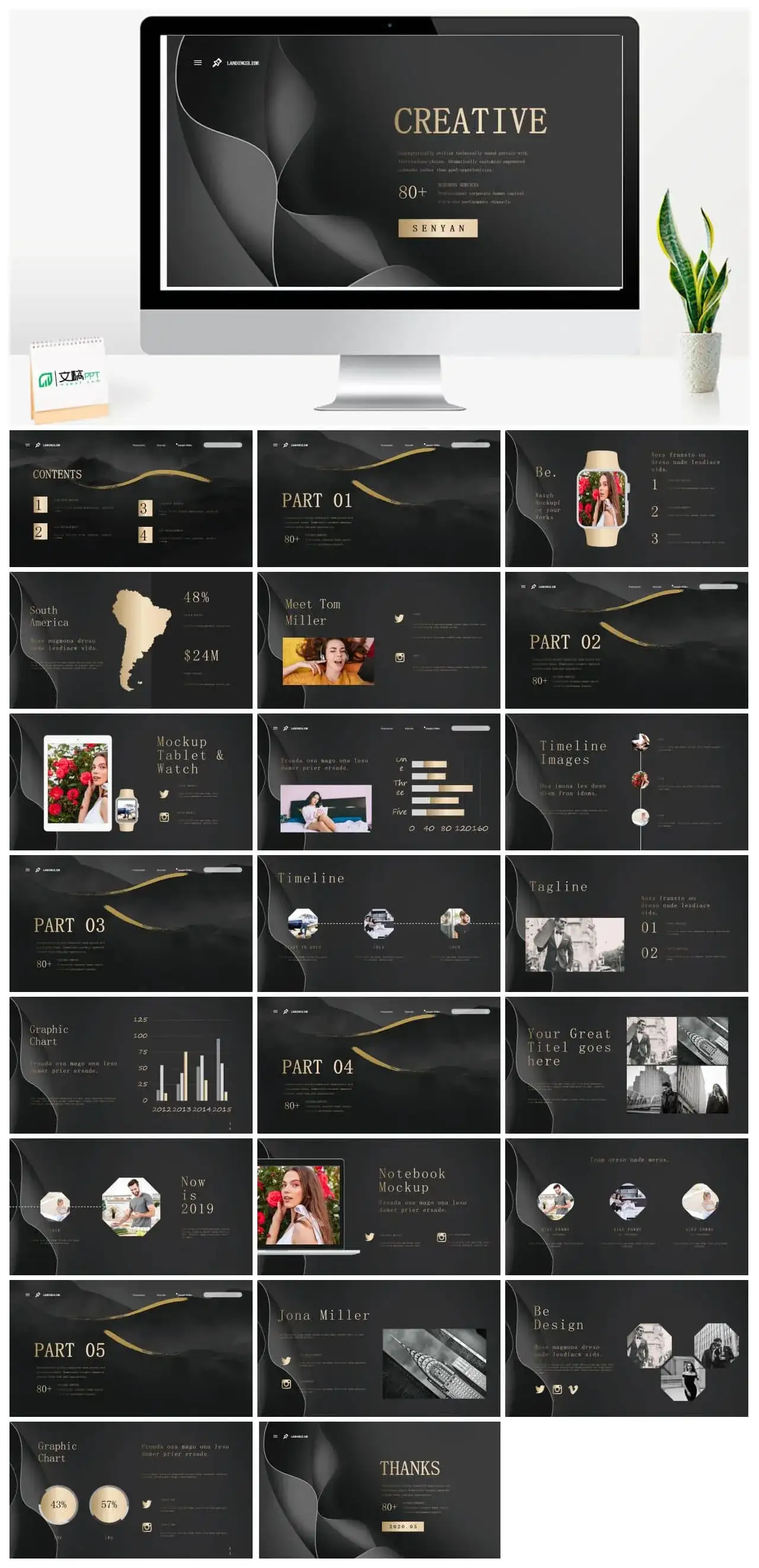 国外英文创意渐变风ppt模板制作