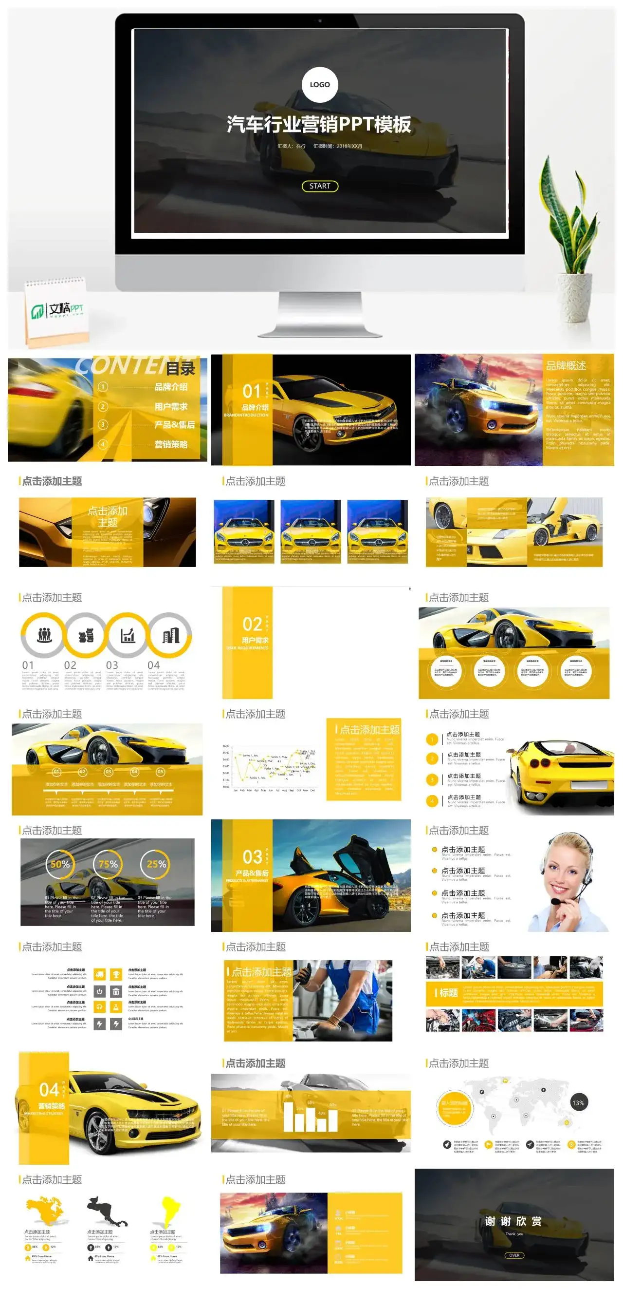 2022黄色商务风汽车营销PPT模板04