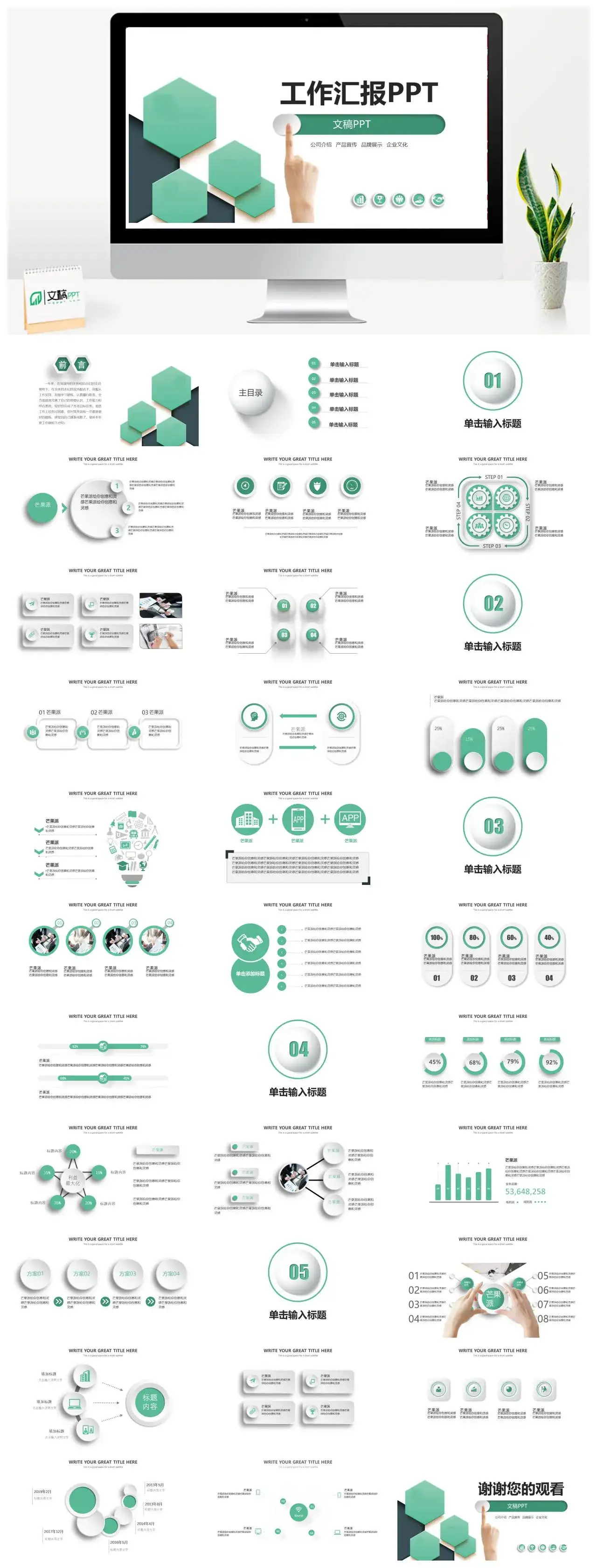 绿色微粒体工作汇报PPT模板