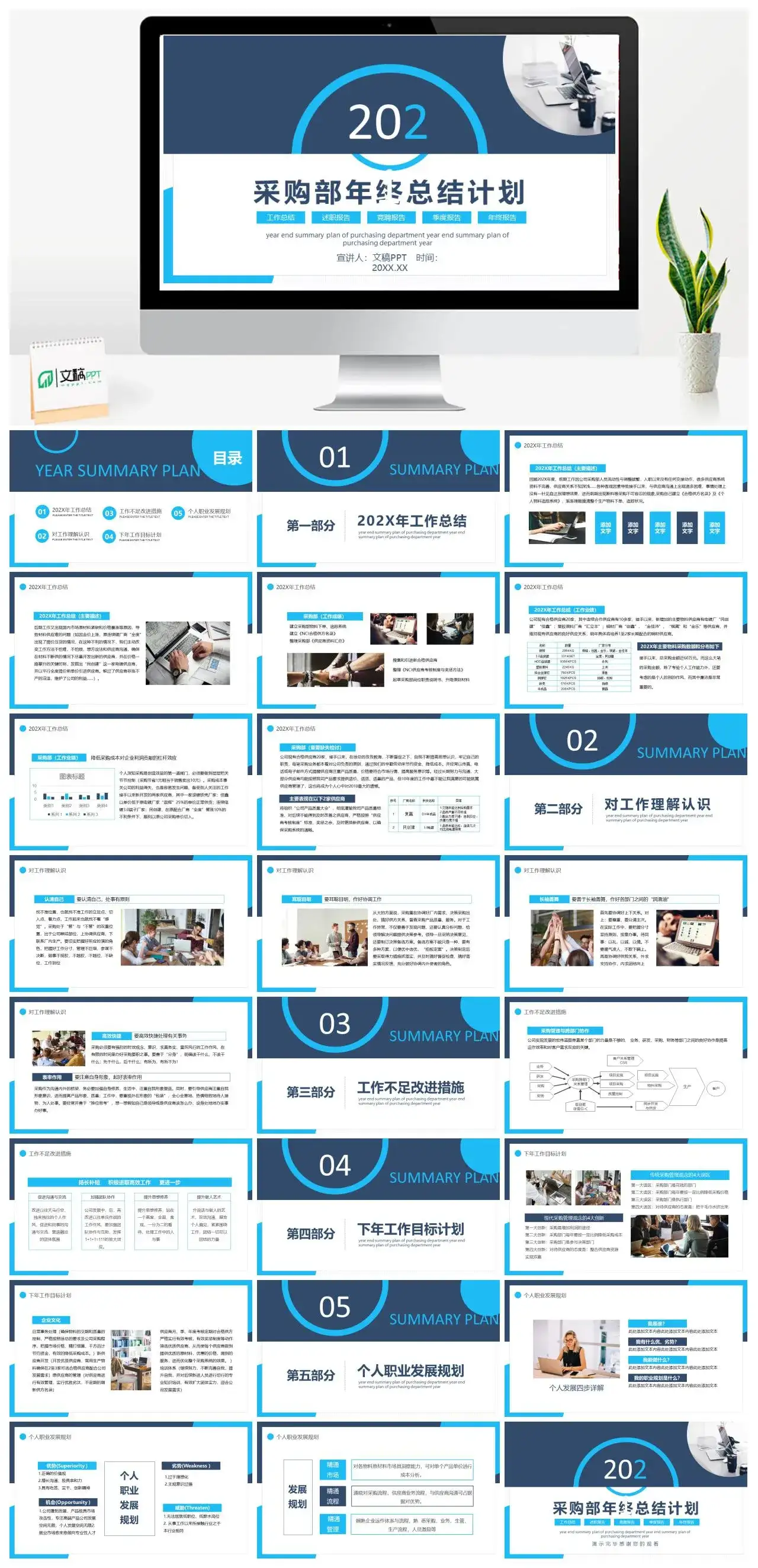 采购部年终总结计划动态PPT