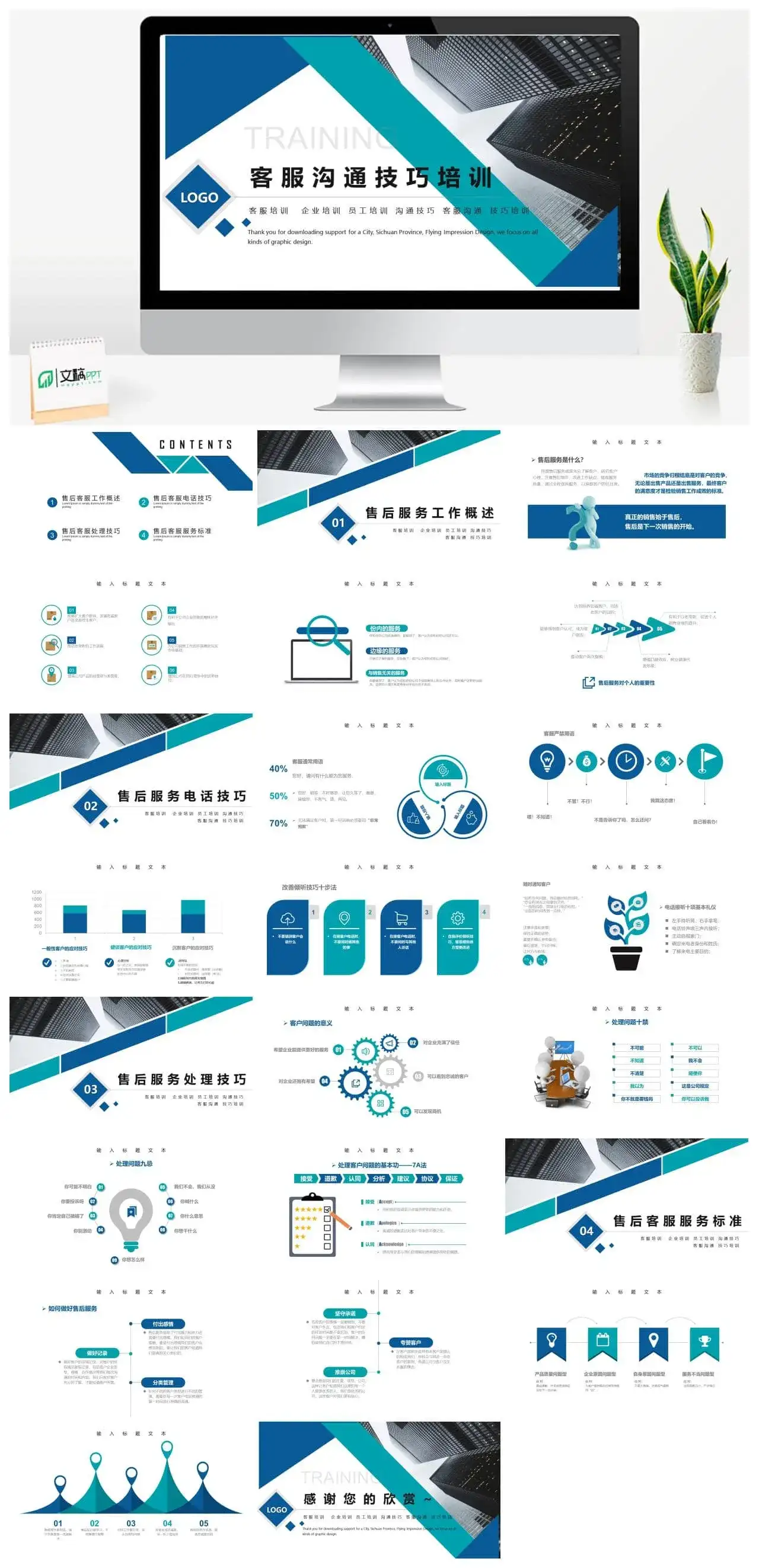 企业售后客服服务技巧培训PPT模板