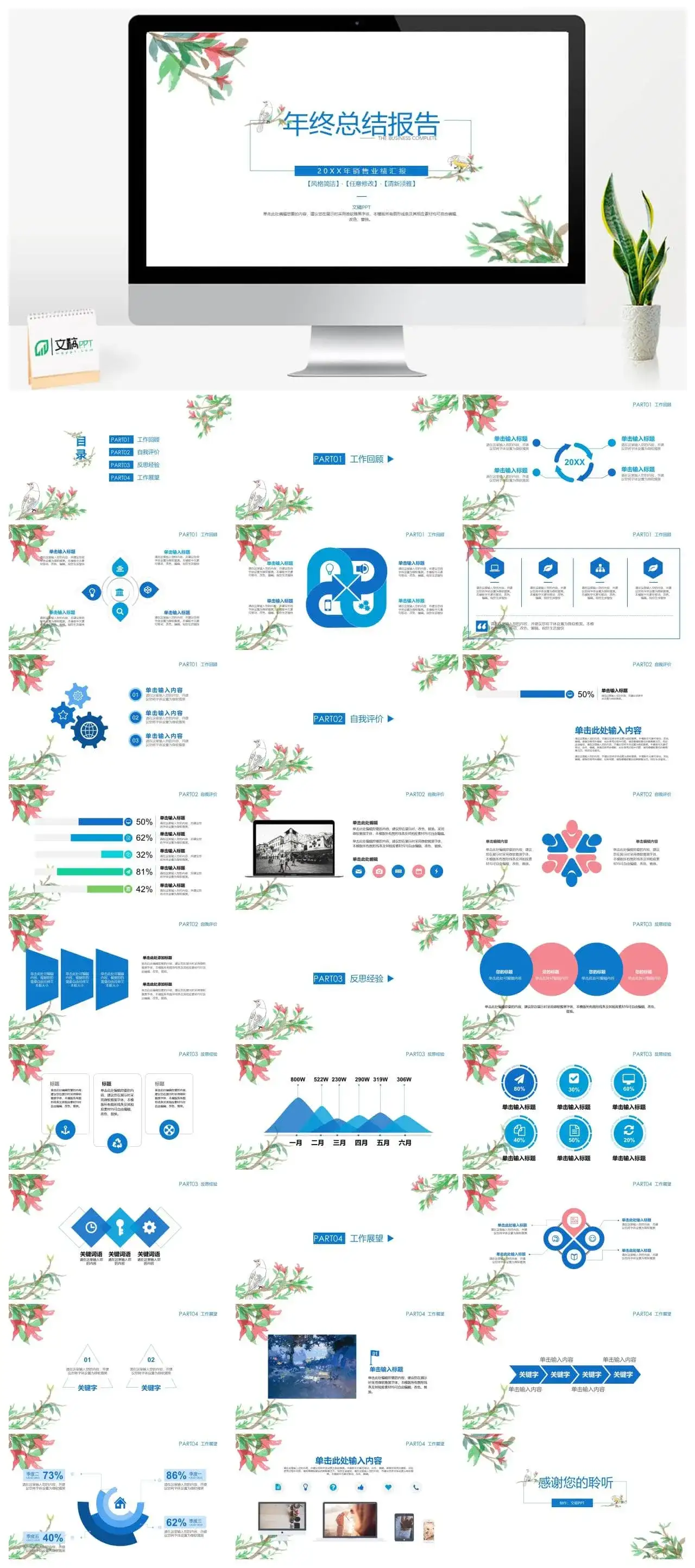 大气唯美清新简约报告模板