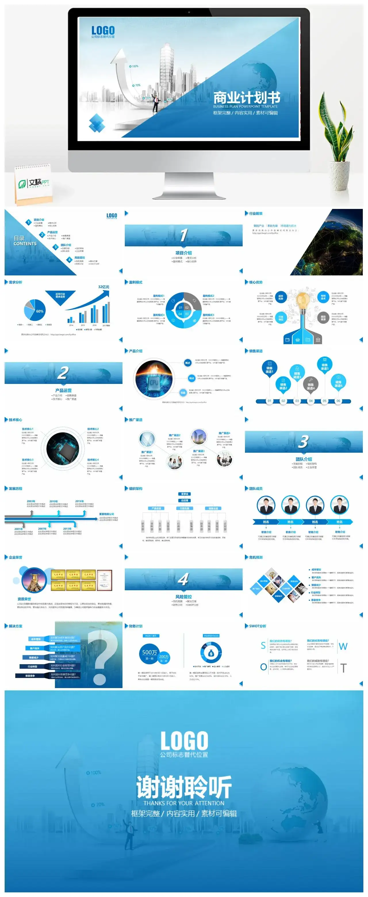 简约大气商业计划书创业计划书商业项目融资ppt模板